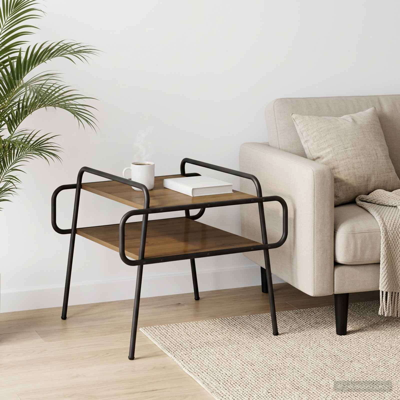 Salontafel Artisanaal eiken 50 x 50 x 51 cm Bewerkt hout