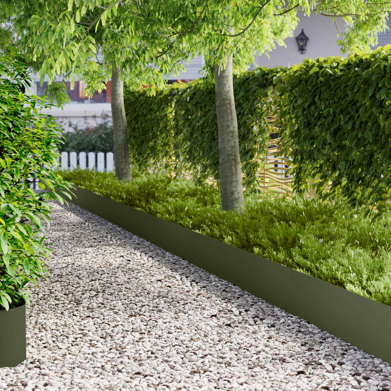 Tuinrand 20 pcs 103 x 30 cm metaal Olijfgroen