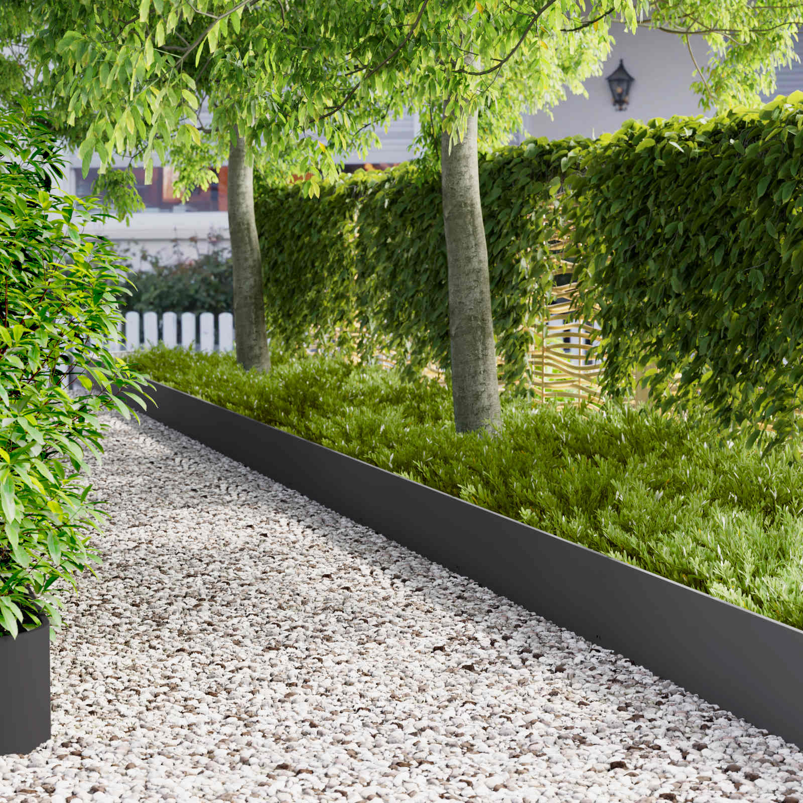 Gazonrand 20 pcs 103 x 30 cm Staal Zwart – afbeelding 1