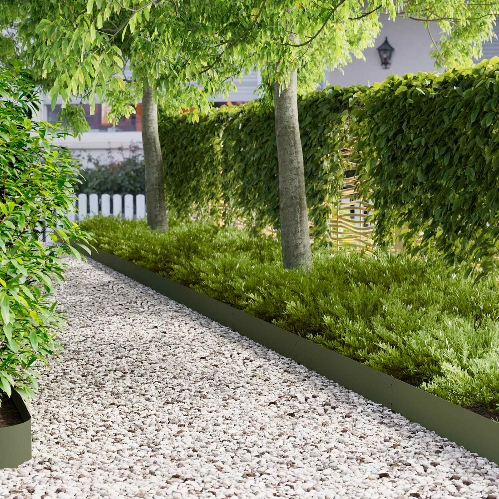 Gazonrand 30 pcs 103 x 15 cm Staal Olijfgroen – afbeelding 1