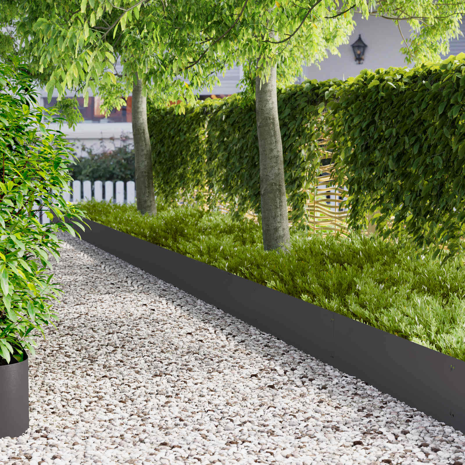 Gazonrand 20 pcs 103 x 30 cm Staal Zwart – afbeelding 1