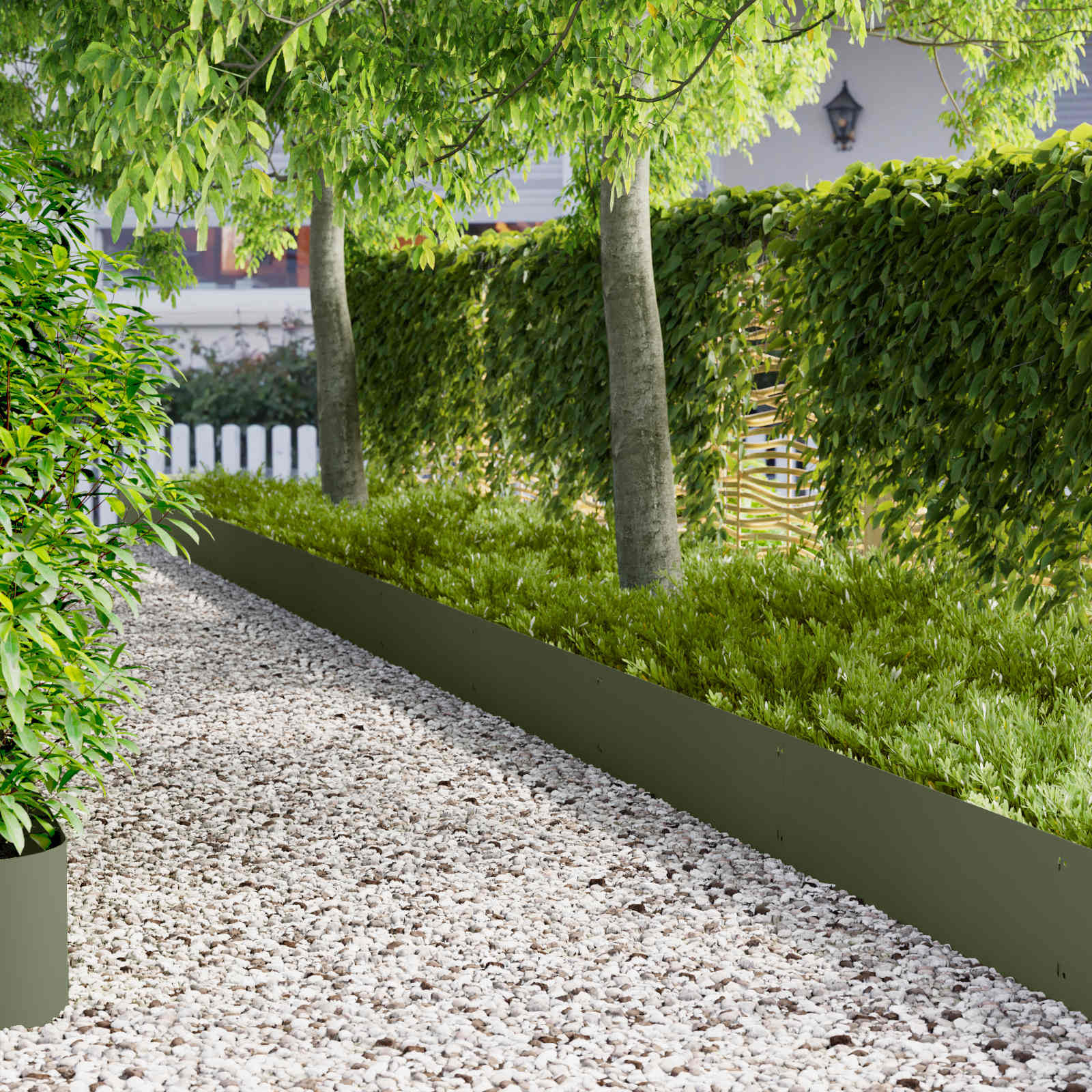 Gazonrand 20 pcs 103 x 30 cm Staal Olijfgroen