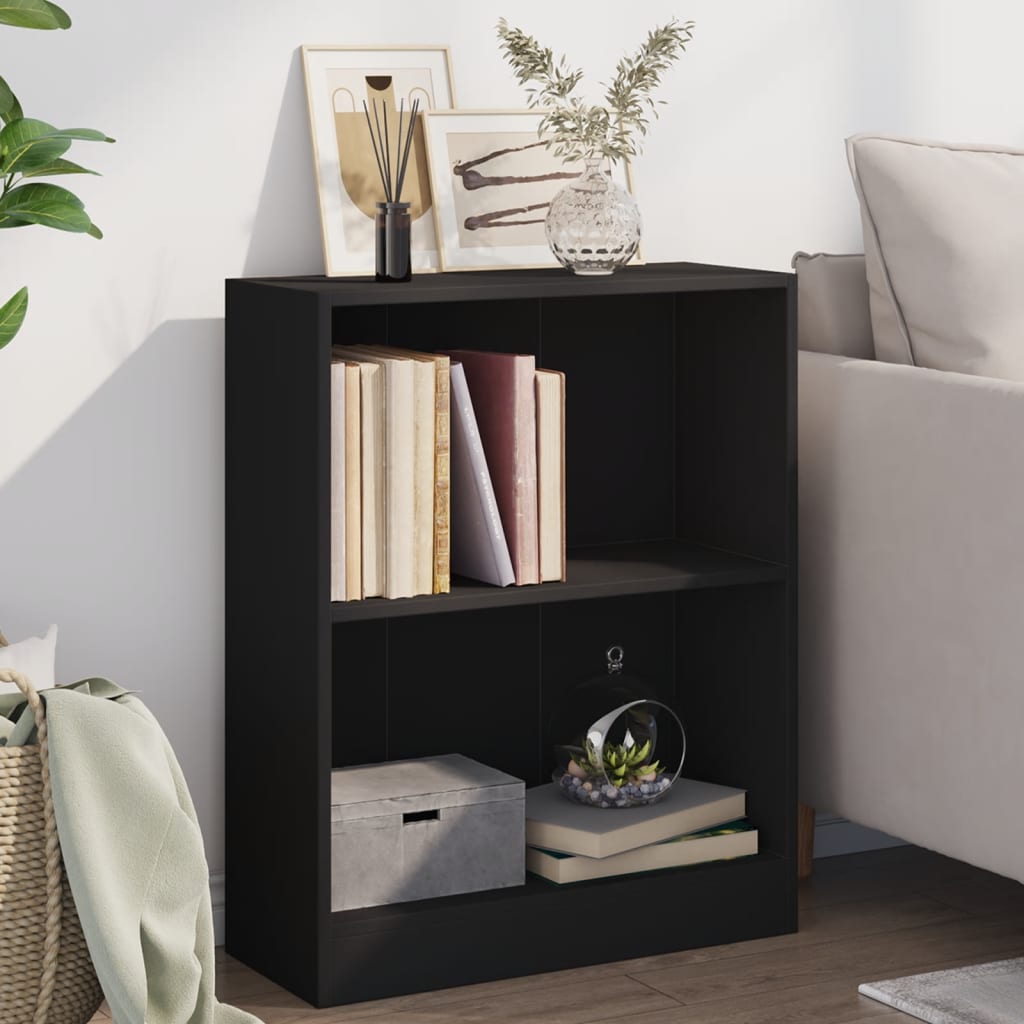 Boekenkast 60x24x76 cm bewerkt hout zwart