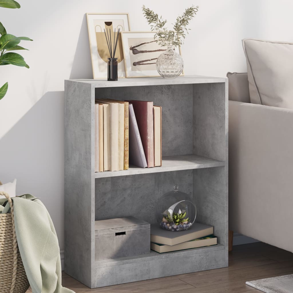 Boekenkast 60x24x76 cm bewerkt hout betongrijs