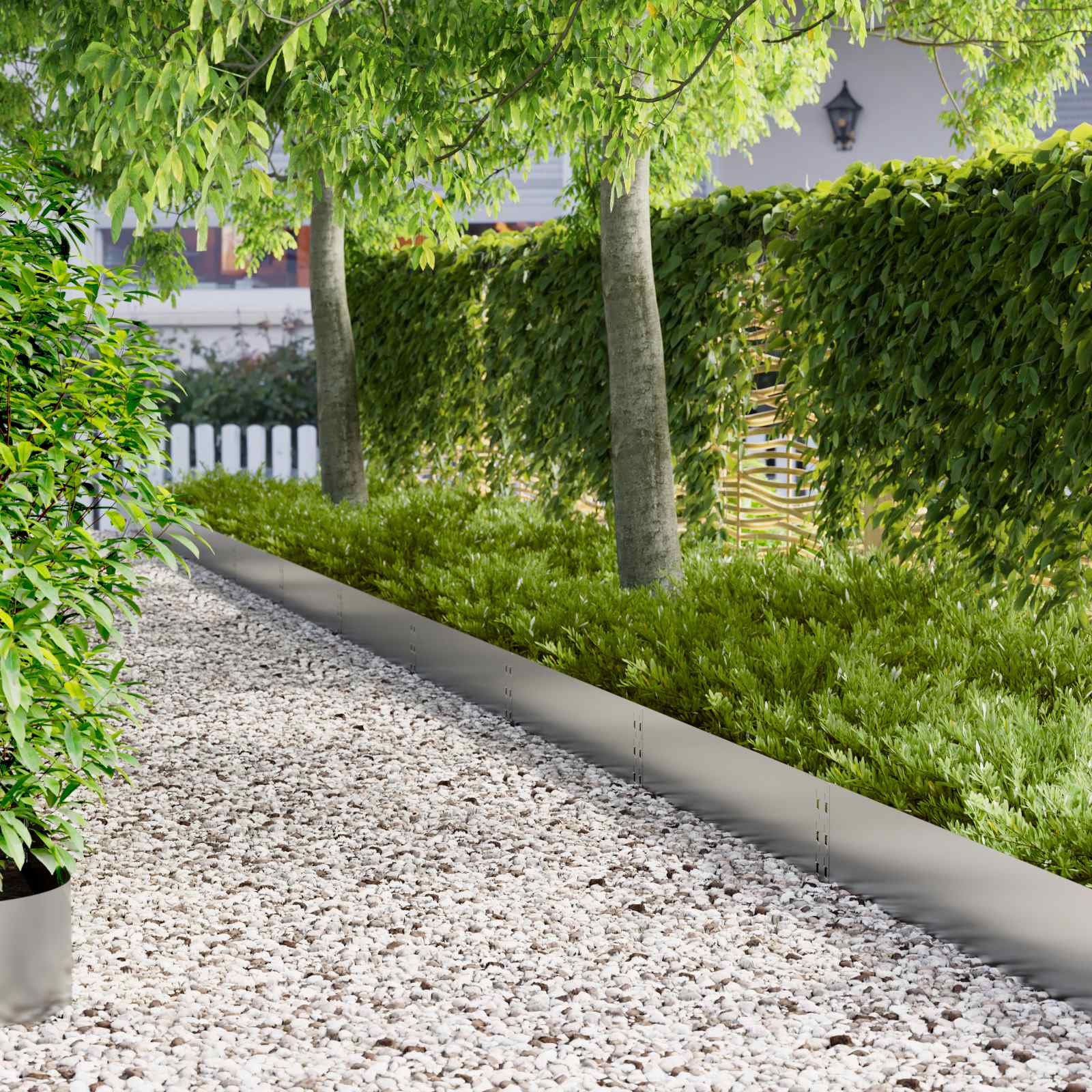 Gazonrand 20 pcs 100 x 25 cm Staal Zilverkleurig – afbeelding 1