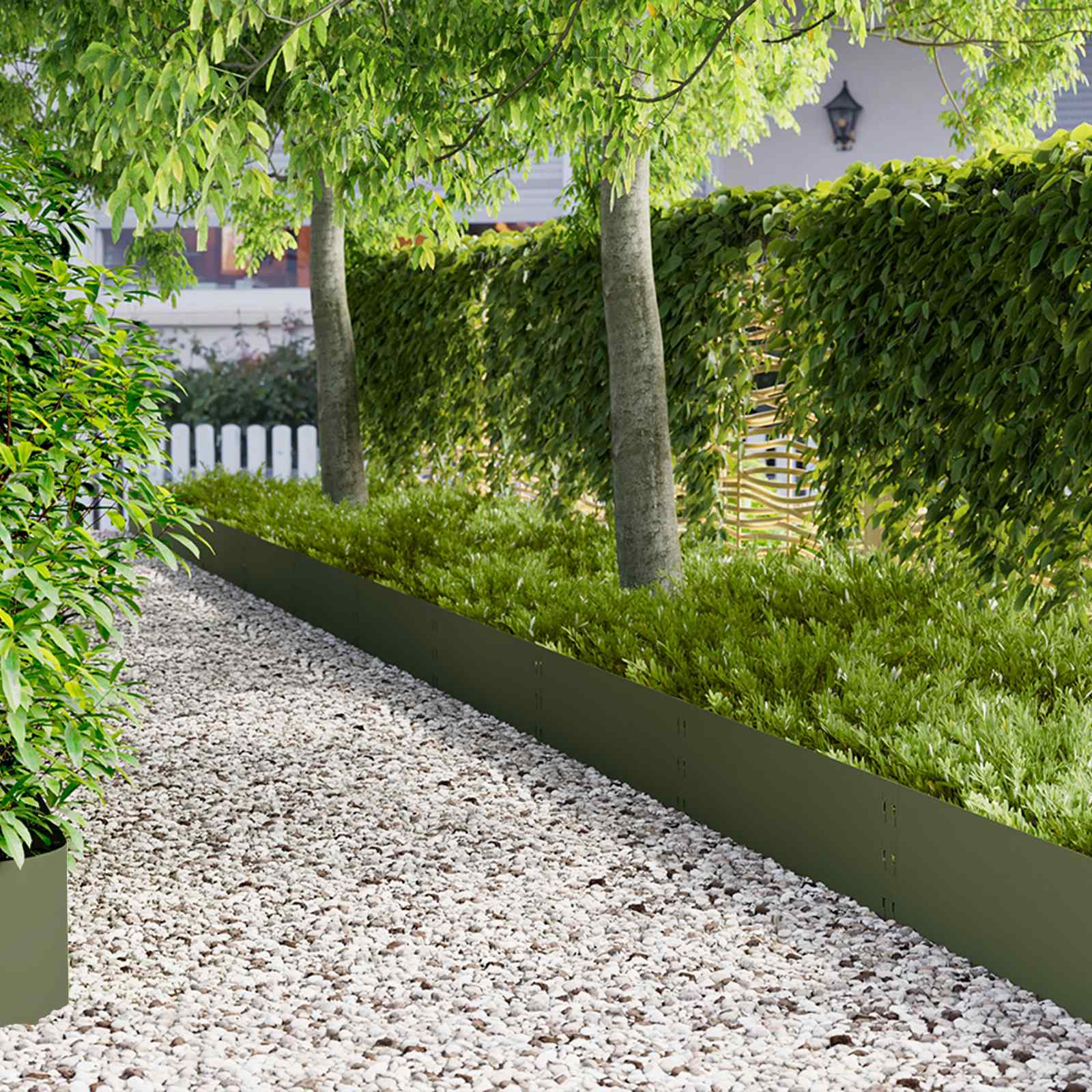 Gazonrand 10 pcs 100 x 30 cm Staal Olijfgroen – afbeelding 1