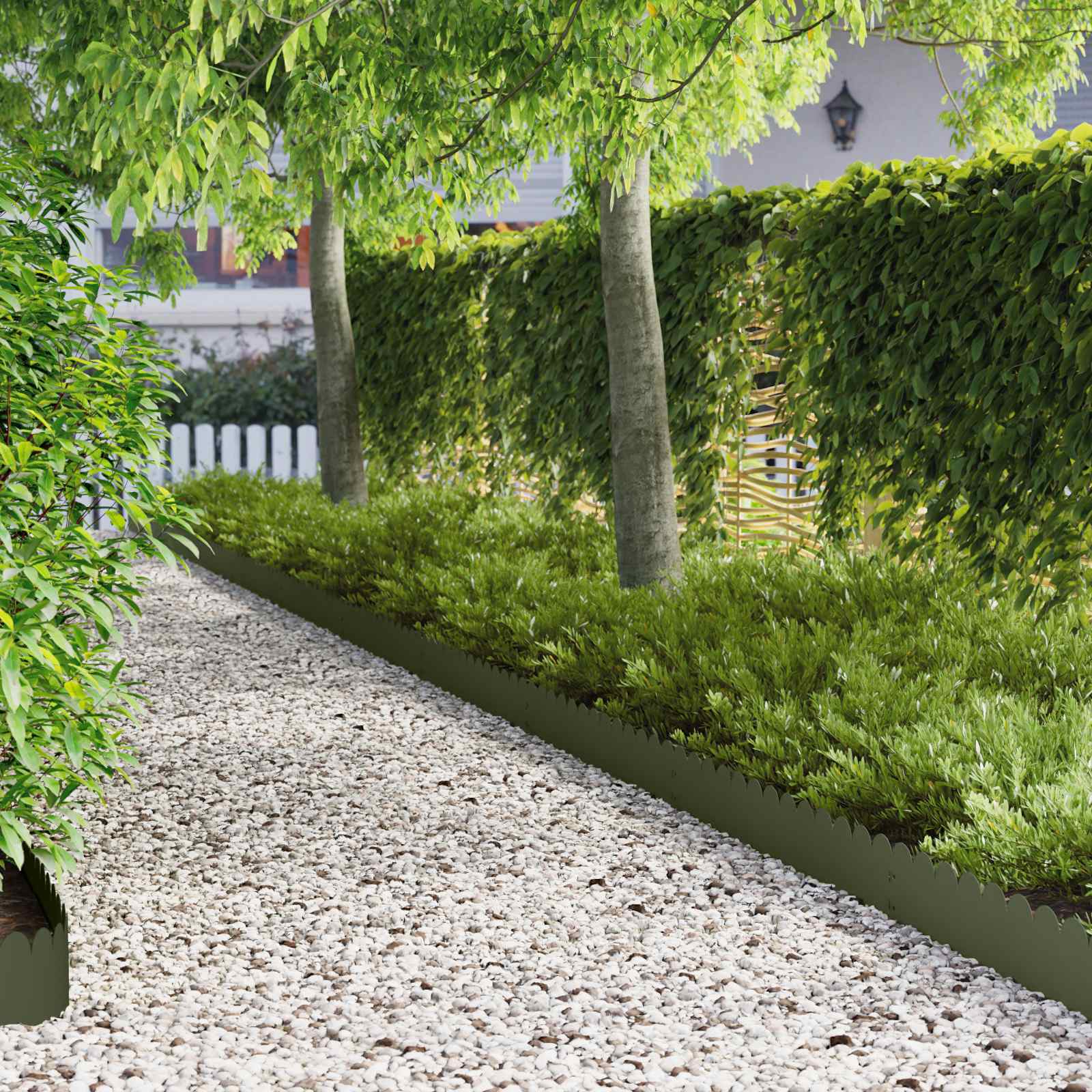 Gazonrand 20 pcs 103 x 20 cm Staal Olijfgroen – afbeelding 1