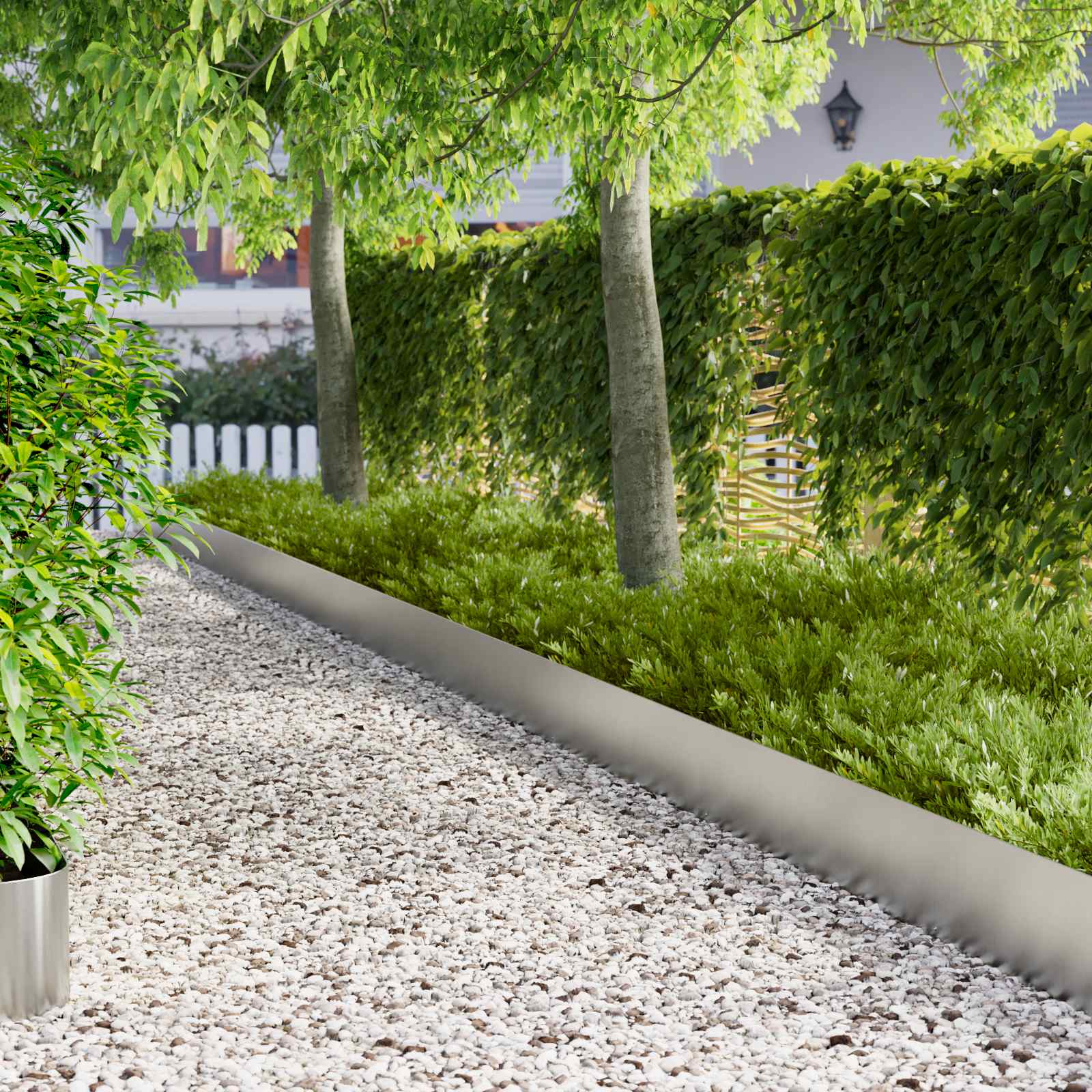 Gazonrand 20 pcs 100 x 18 cm Staal Zilverkleurig – afbeelding 1