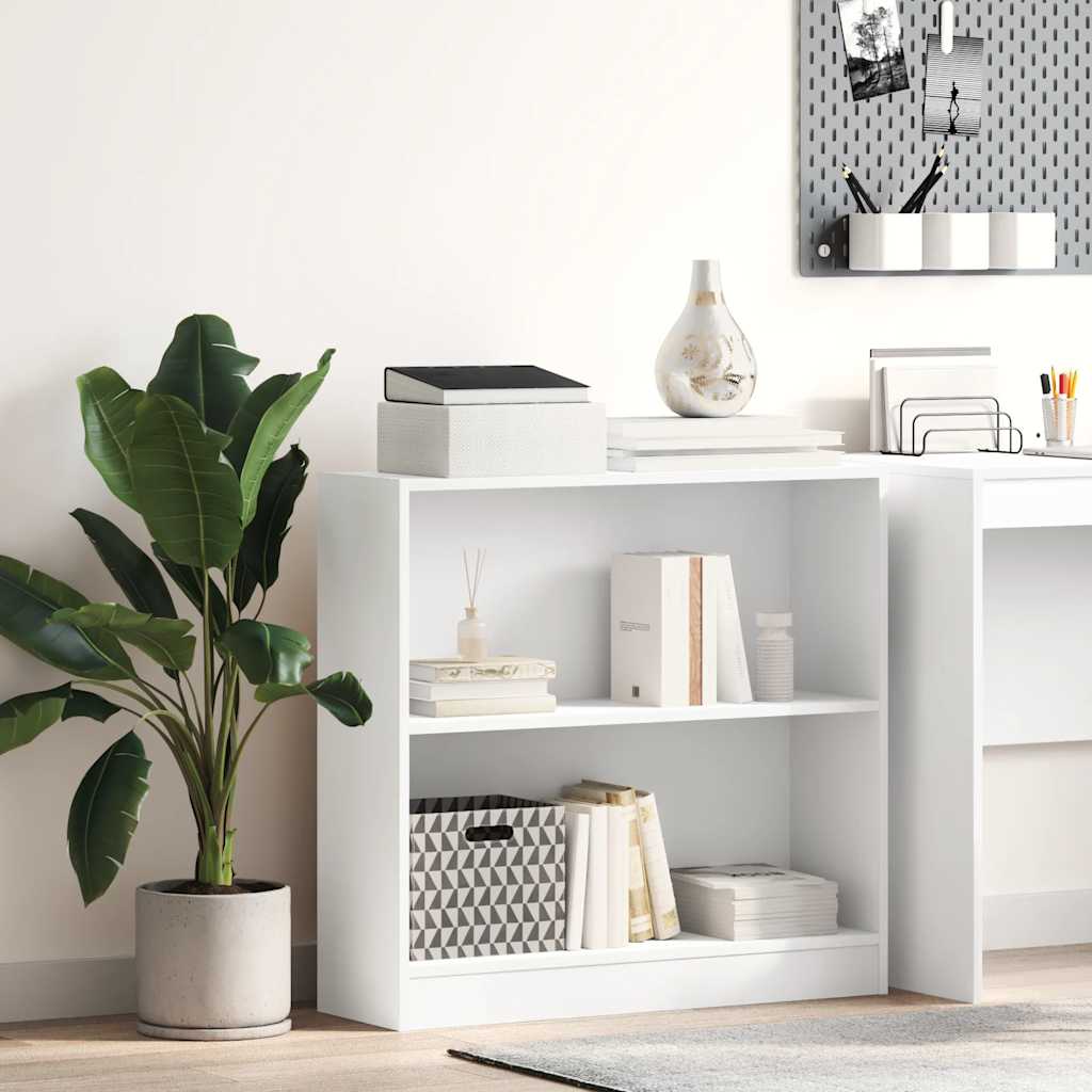 Boekenkast 80x24x75 cm bewerkt hout wit – afbeelding 1