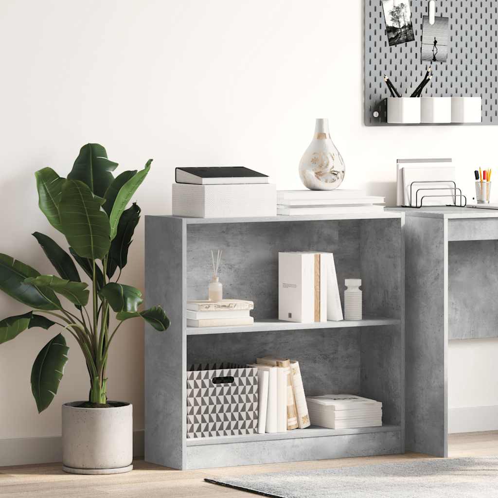 Boekenkast 80x24x75 cm bewerkt hout betongrijs