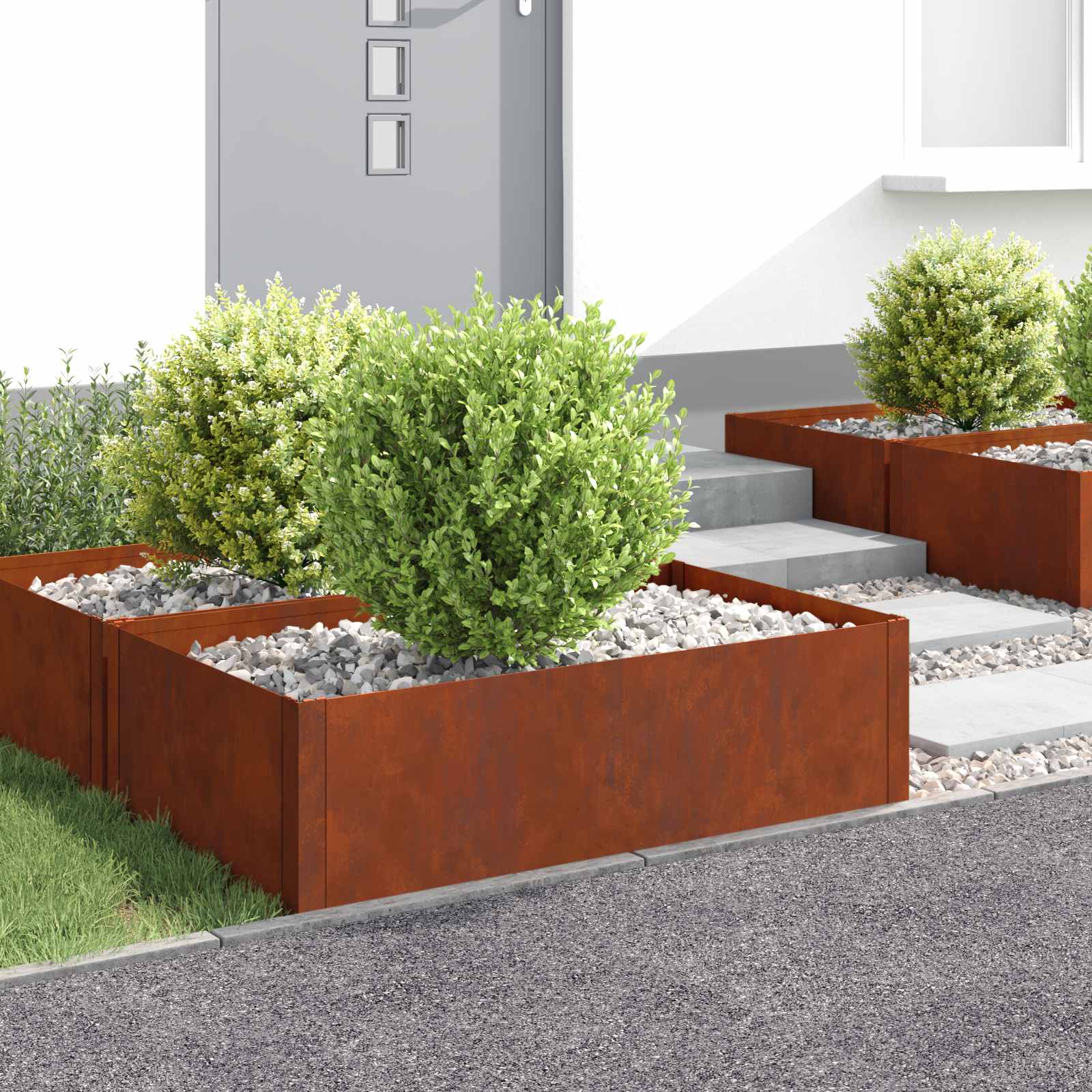 Gazonrand 4 pcs 100 x 60 x 35 cm Staal Roestig