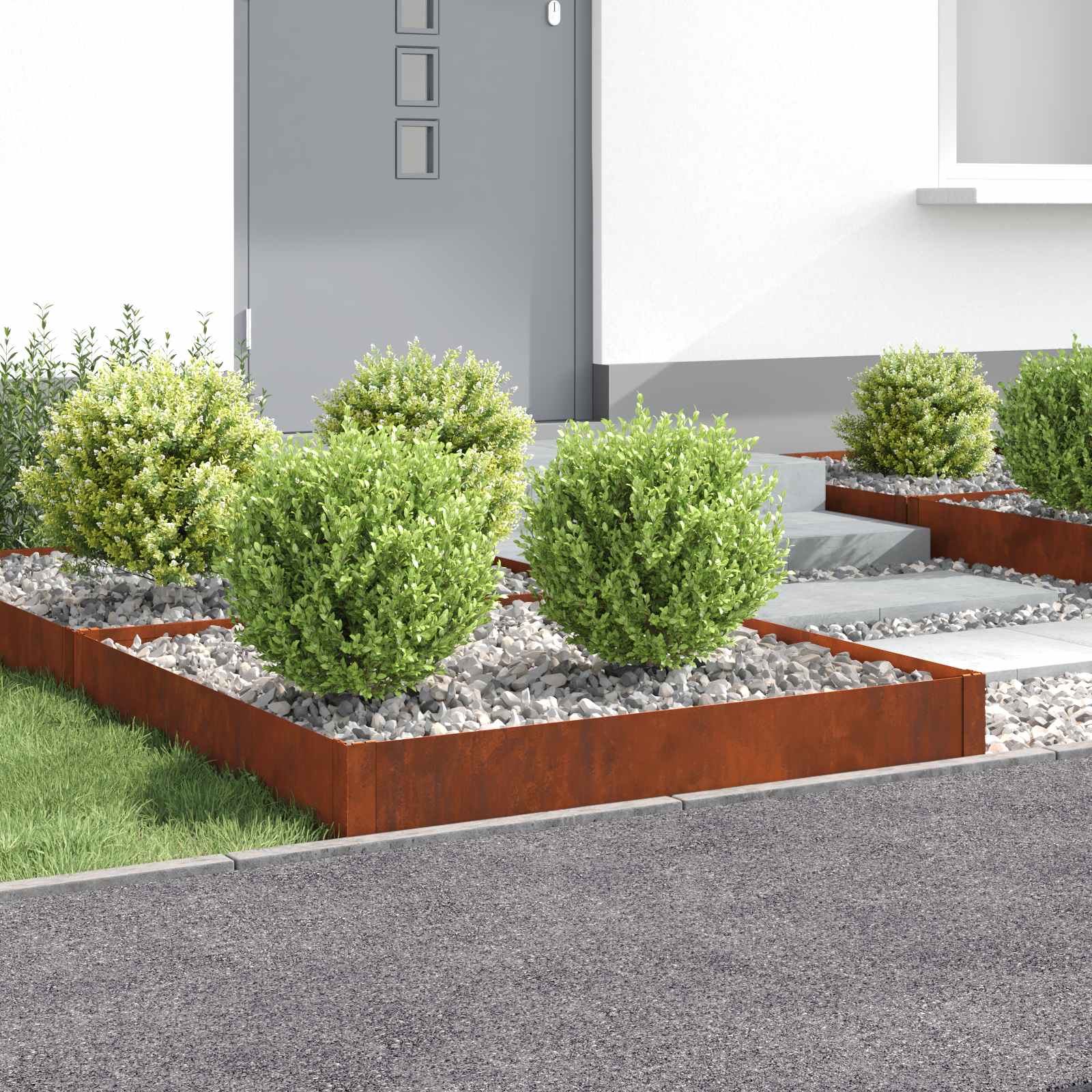 Gazonrand 4 pcs 100 x 100 x 20 cm Staal Roestig