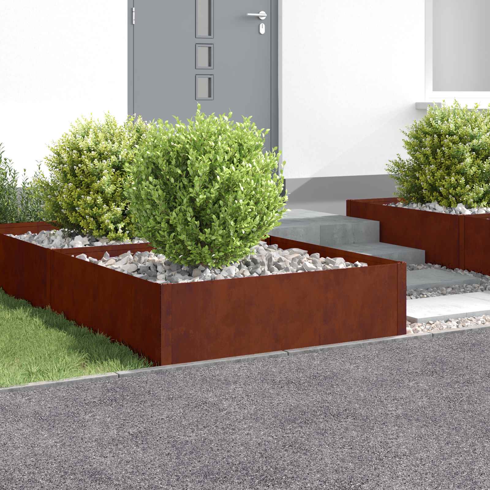 Gazonrand 4 pcs 100 x 100 x 35 cm Staal Roestig