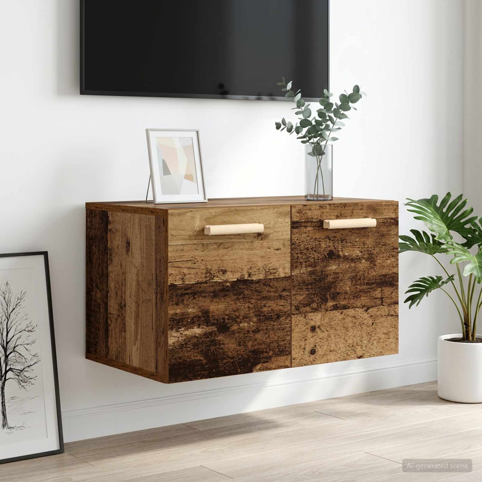 Wandkast Oud hout 60 x 36,5 x 35 cm Bewerkt hout