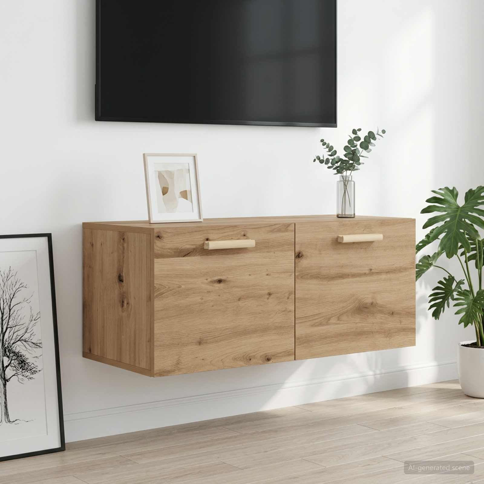 Wandkast Muurmontage Artisanaal eiken 80 x 36,5 x 35 cm
