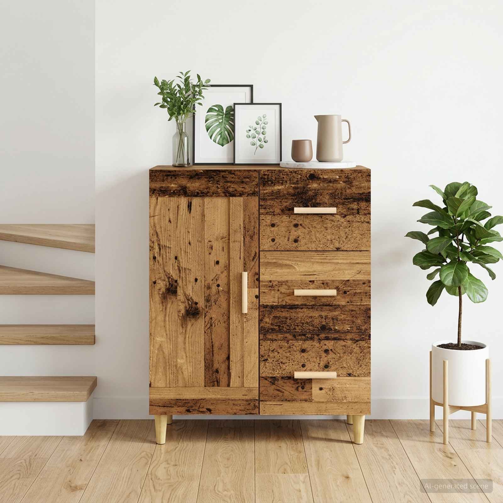 Dressoir Oud hout 69,5 x 34 x 90 cm Bewerkt hout