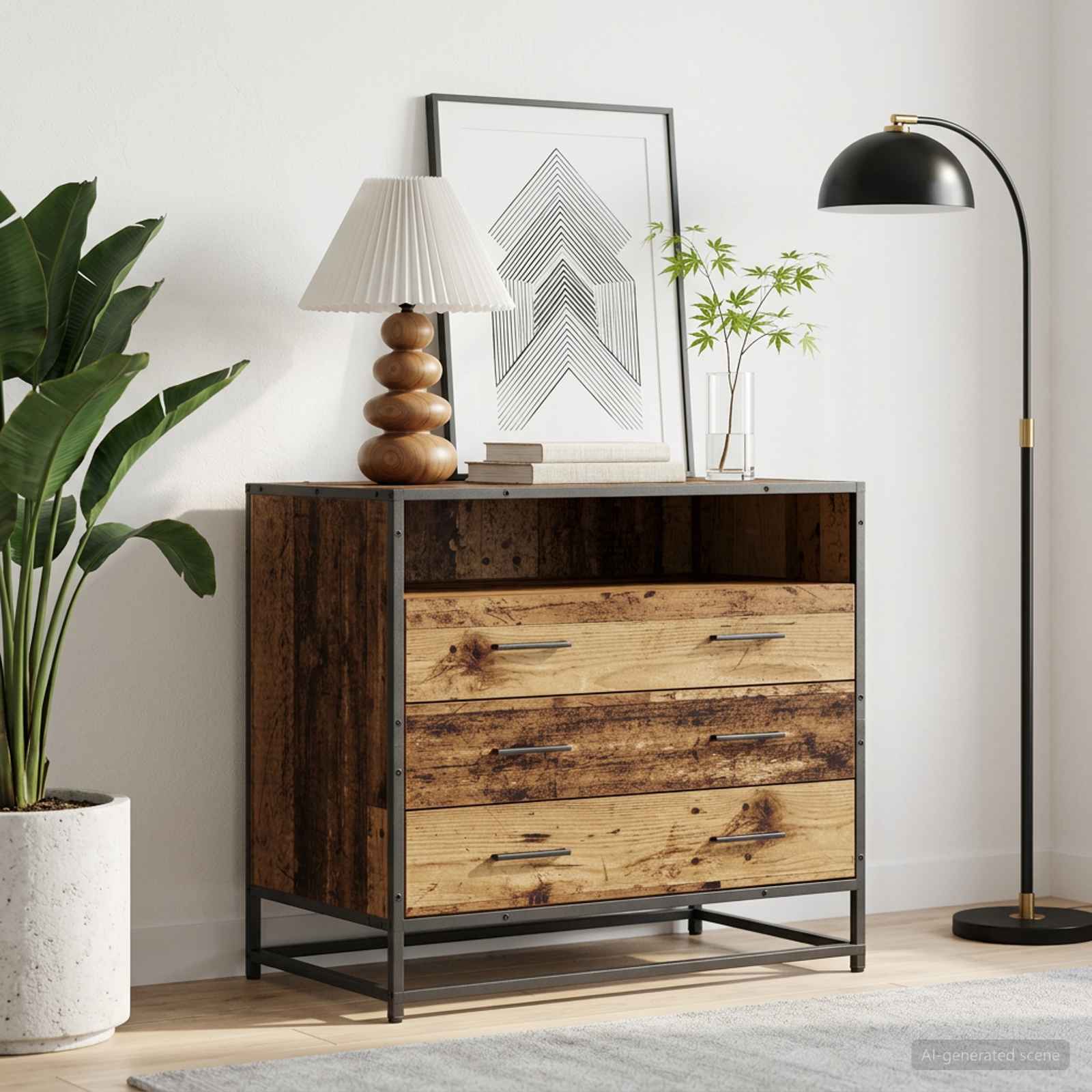Ladenkast 3-Lade Oud hout 70 x 41 x 70 cm Bewerkt hout