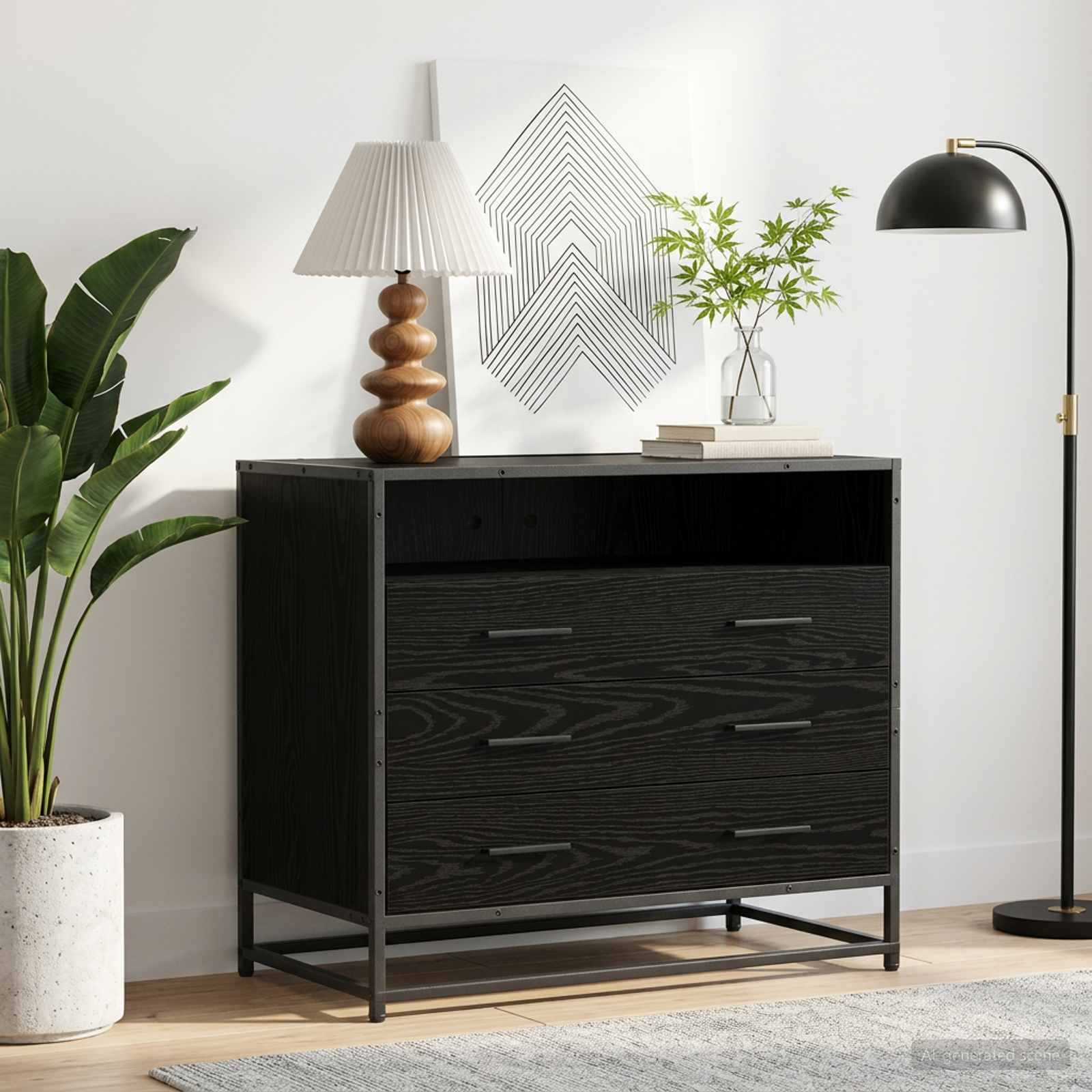 Ladenkast 3-Lade Zwart eiken 70 x 41 x 70 cm Bewerkt hout