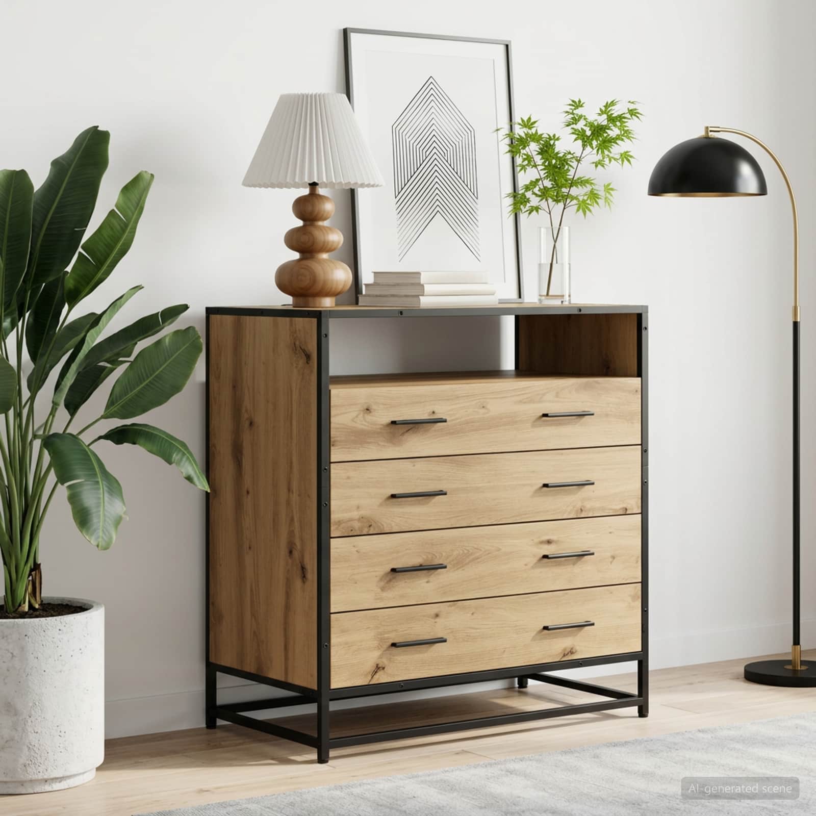 Ladenkast 4-Lade Artisanaal eiken 70 x 41 x 83,5 cm