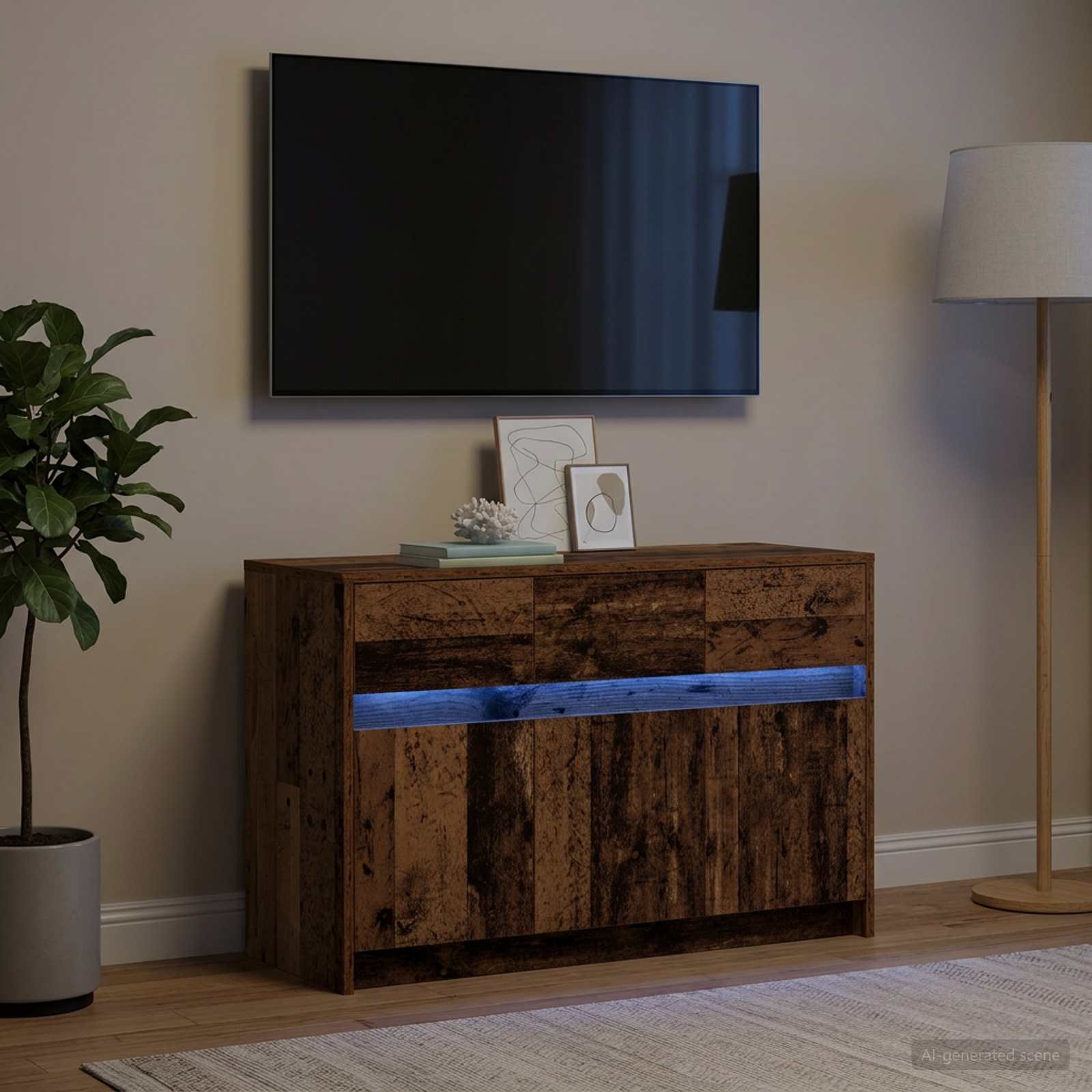 TV-kast 91 x 34 x 61 cm Oud hout Bewerkt hout