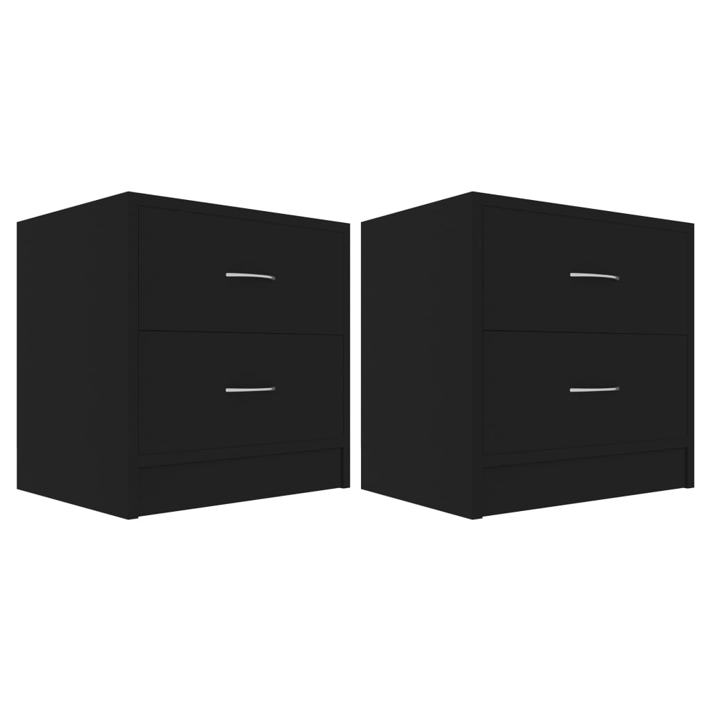 Nachtkastjes 2 st 40x30x40 cm bewerkt hout zwart – afbeelding 2