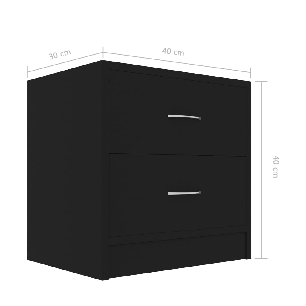 Nachtkastjes 2 st 40x30x40 cm bewerkt hout zwart – afbeelding 7
