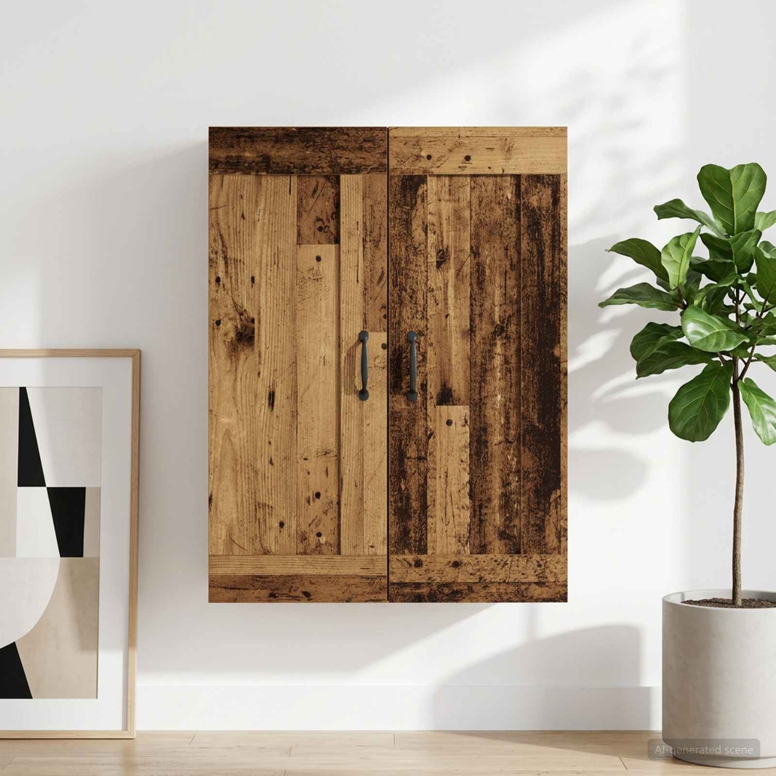 Wandkast Oud hout 69,5 x 34 x 90 cm Bewerkt hout