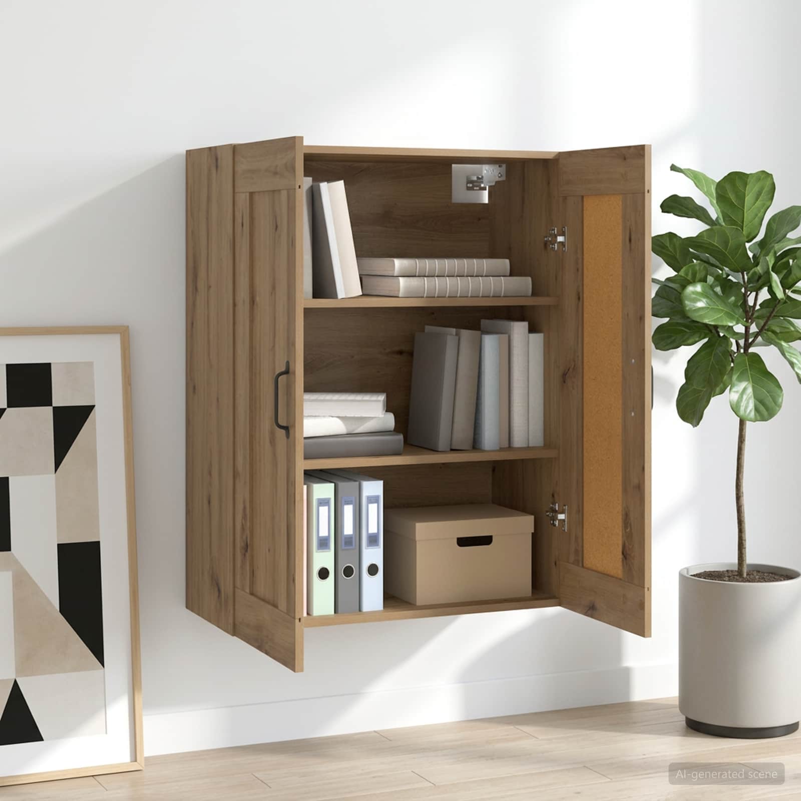 Wandkast Artisanaal eiken 69,5 x 34 x 90 cm Bewerkt hout