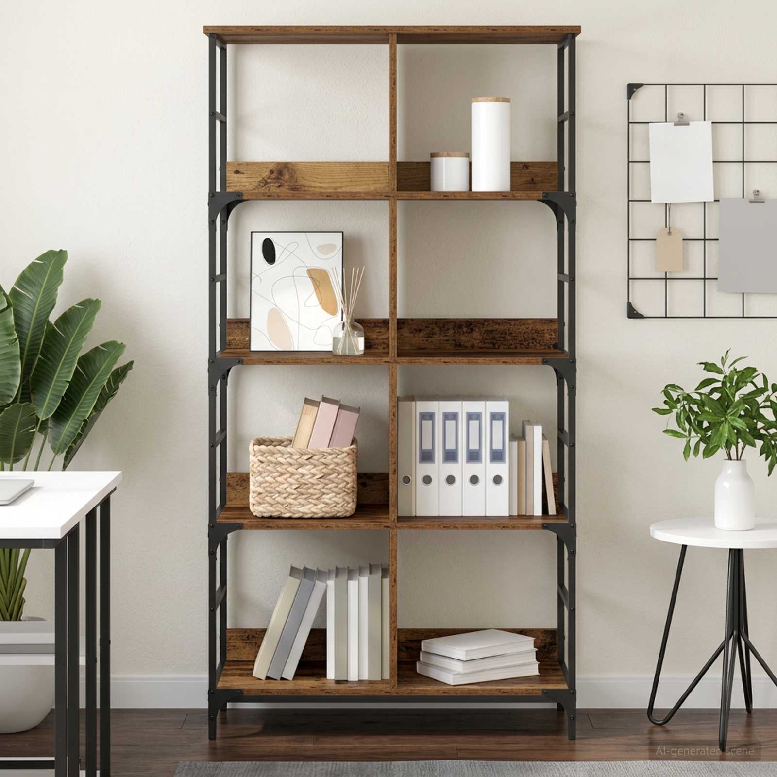 Boekenkast Oud hout 78,5 x 33 x 153 cm metaal PB