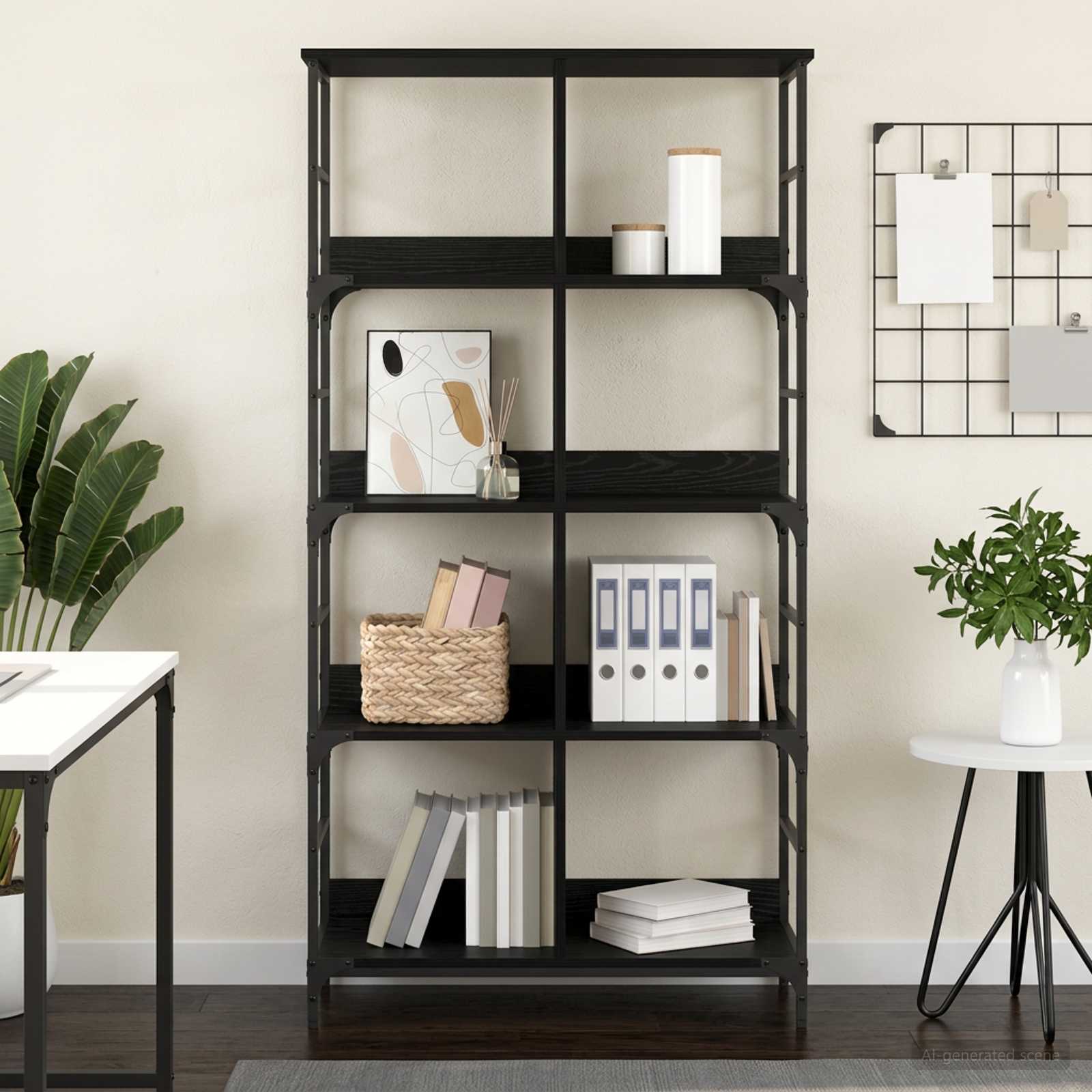 Boekenkast Zwart eiken 78,5 x 33 x 153 cm metaal PB