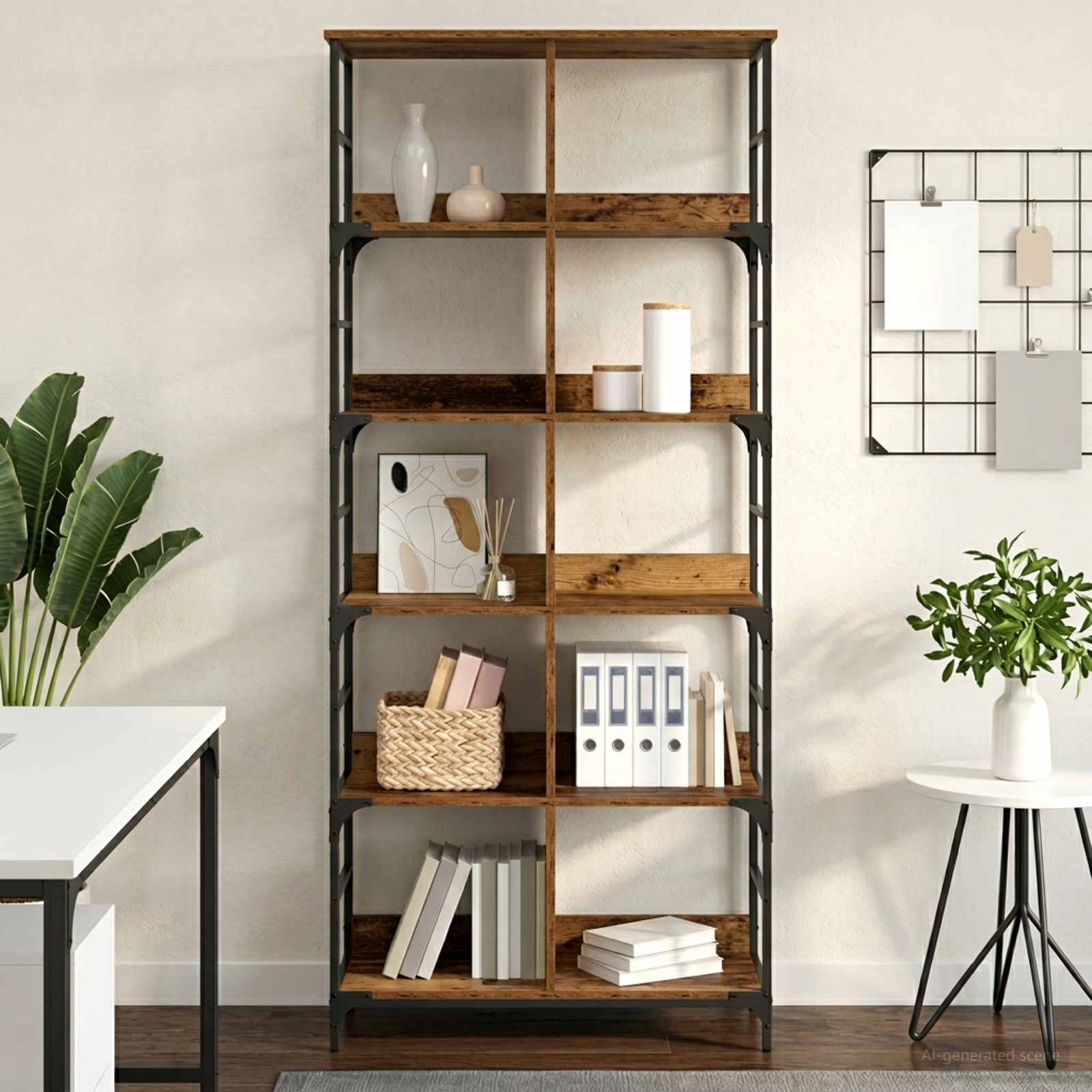 Boekenkast Oud hout 78,5 x 33 x 188,5 cm metaal PB – afbeelding 1