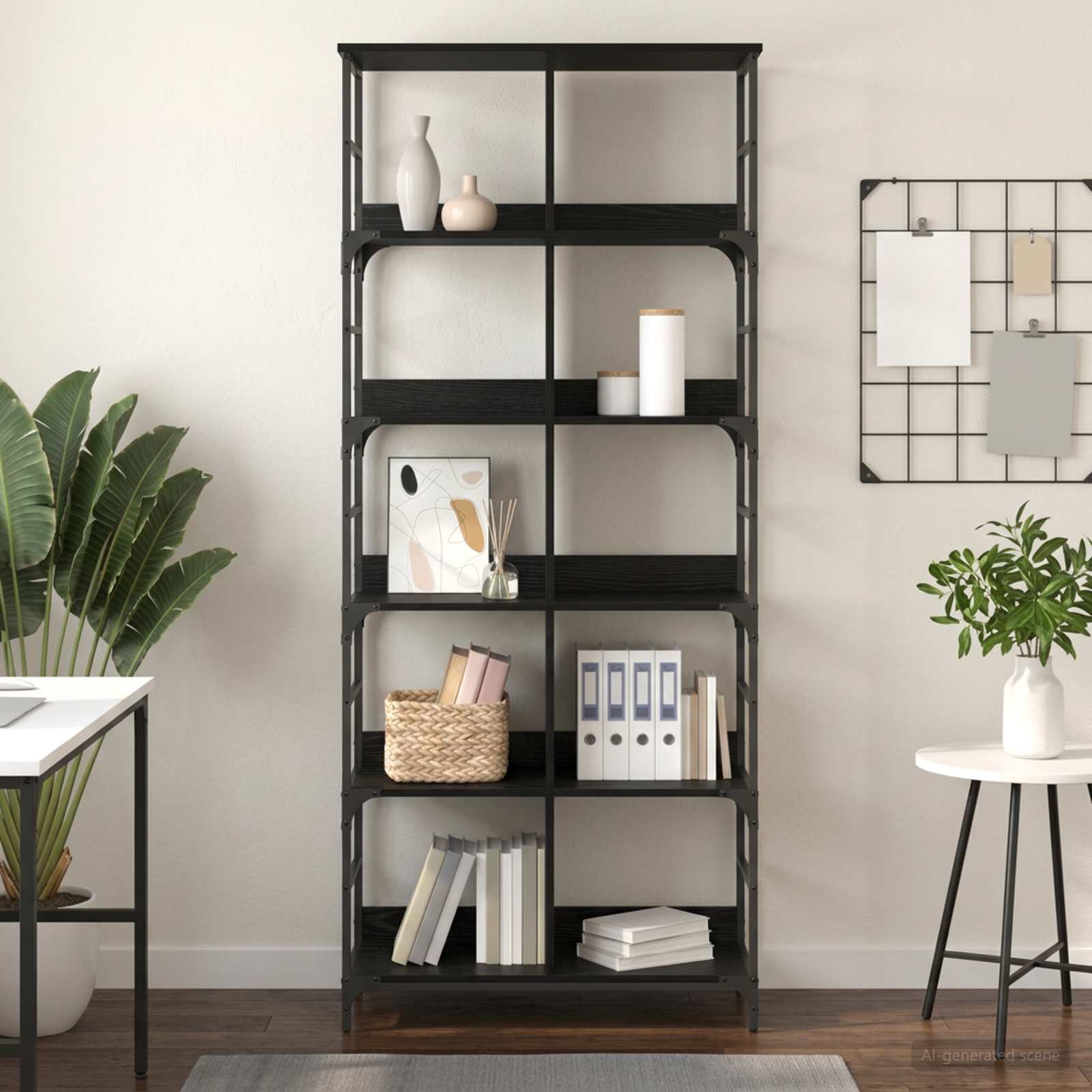 Boekenkast Zwart eiken 78,5 x 33 x 188,5 cm metaal PB