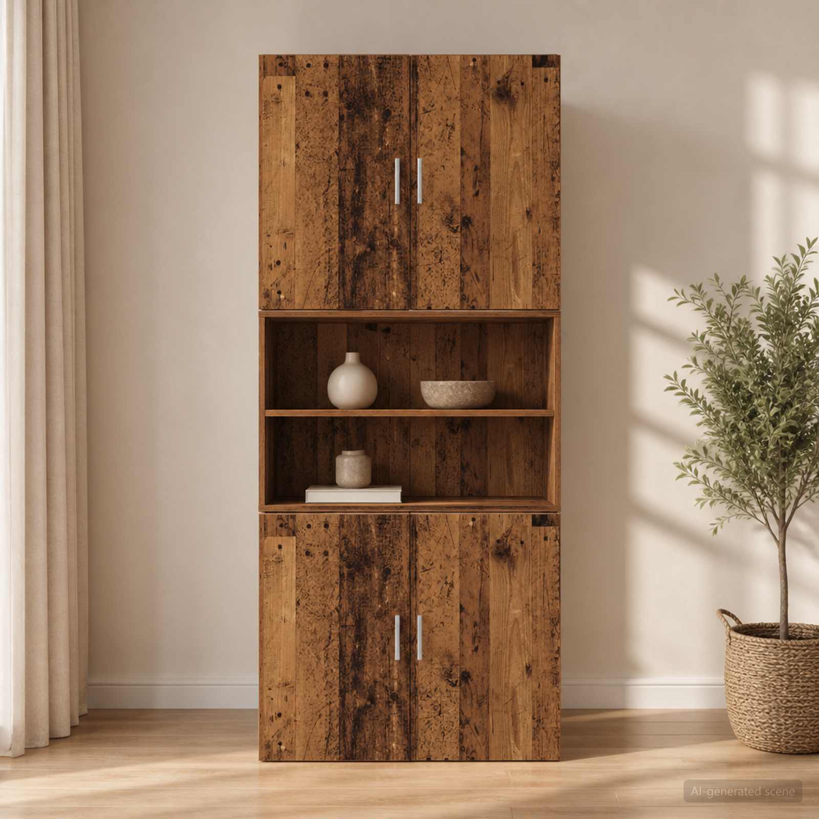Wandkast Oud hout 80 x 42,5 x 64 cm Bewerkt hout