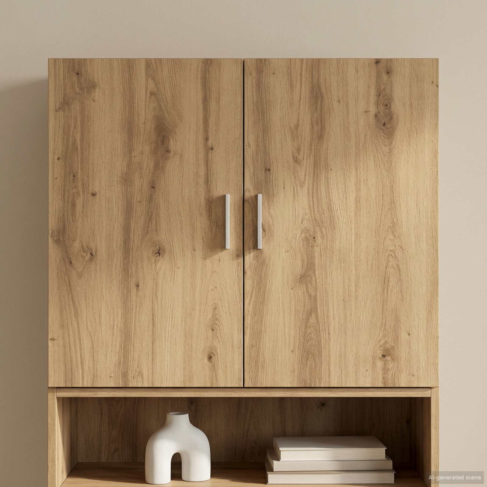 Wandkast Artisanaal eiken 80 x 42,5 x 64 cm Bewerkt hout – afbeelding 1