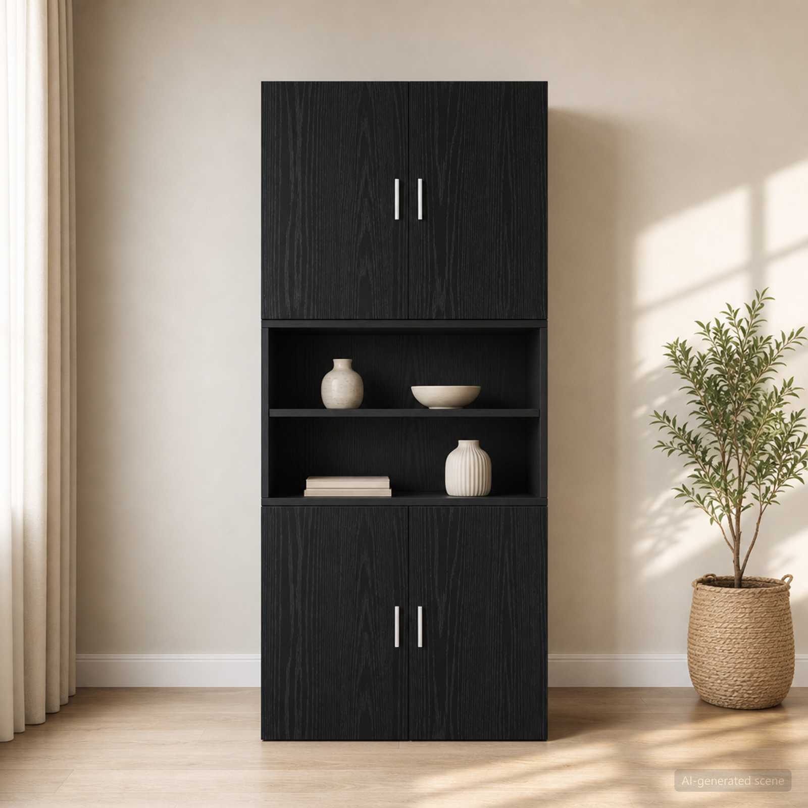 Wandkast Zwart eiken 80 x 42,5 x 64 cm Bewerkt hout