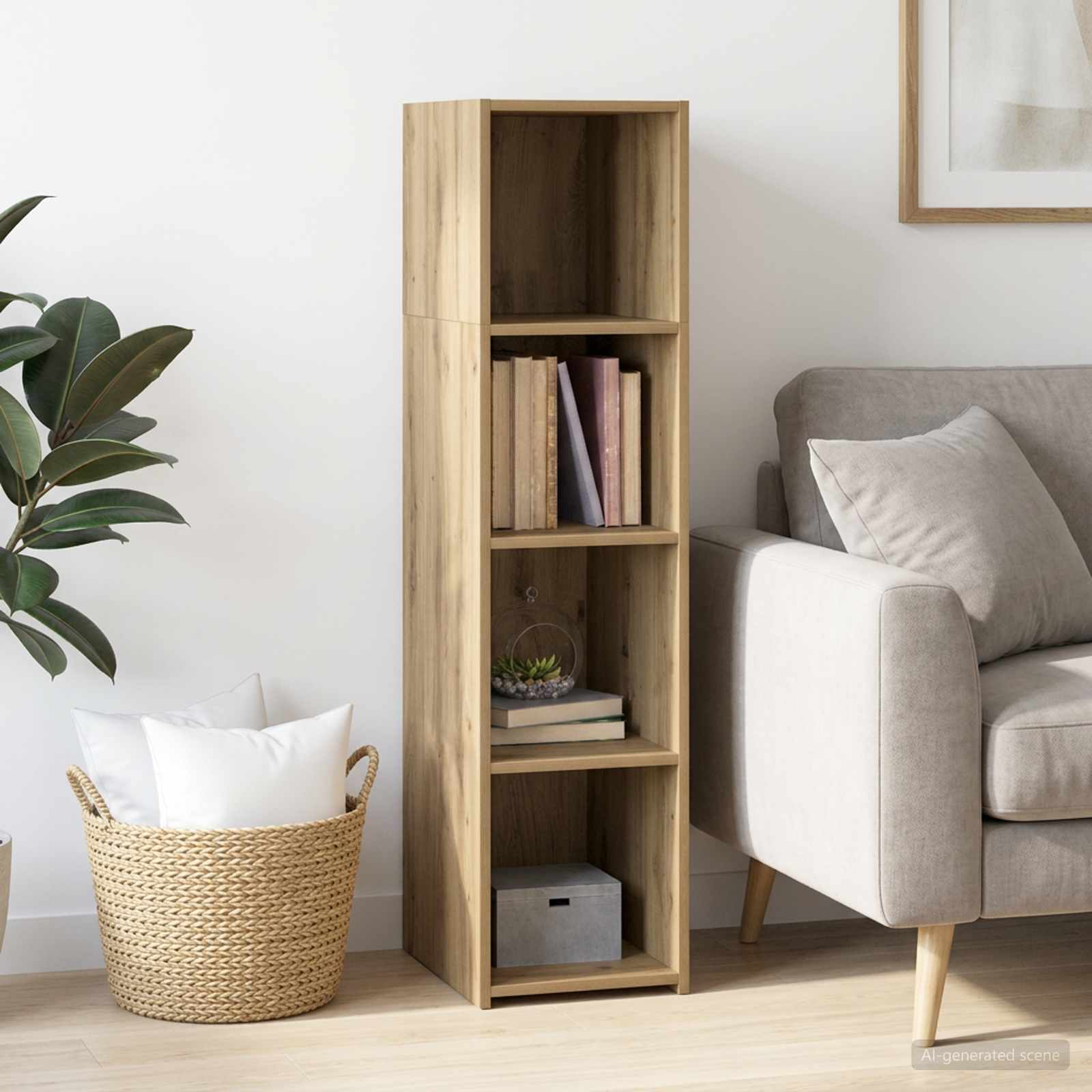 Hoge kast Artisanaal eiken 30 x 41 x 124 cm Bewerkt hout