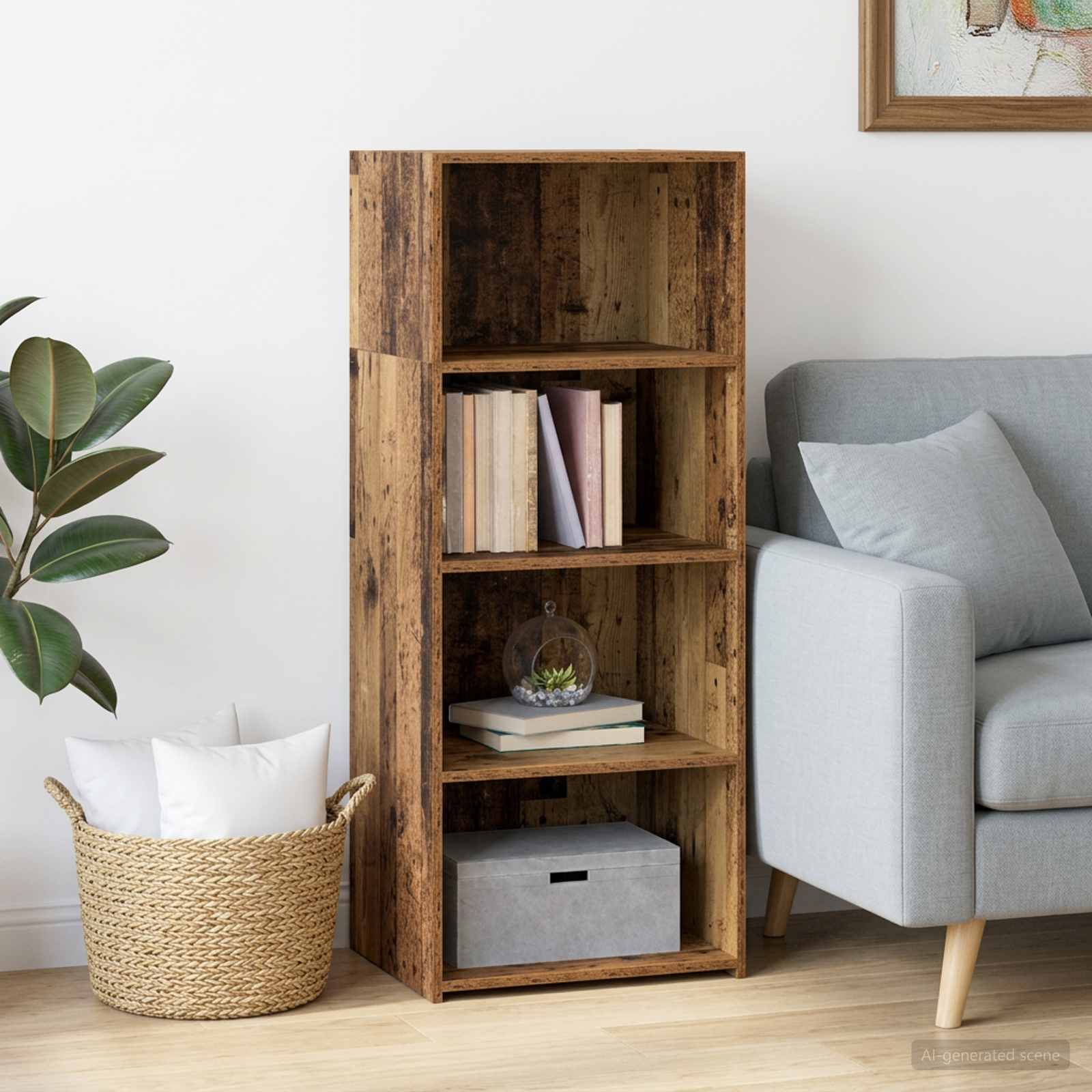 Hoge kast Oud hout 50 x 41 x 124 cm Bewerkt hout