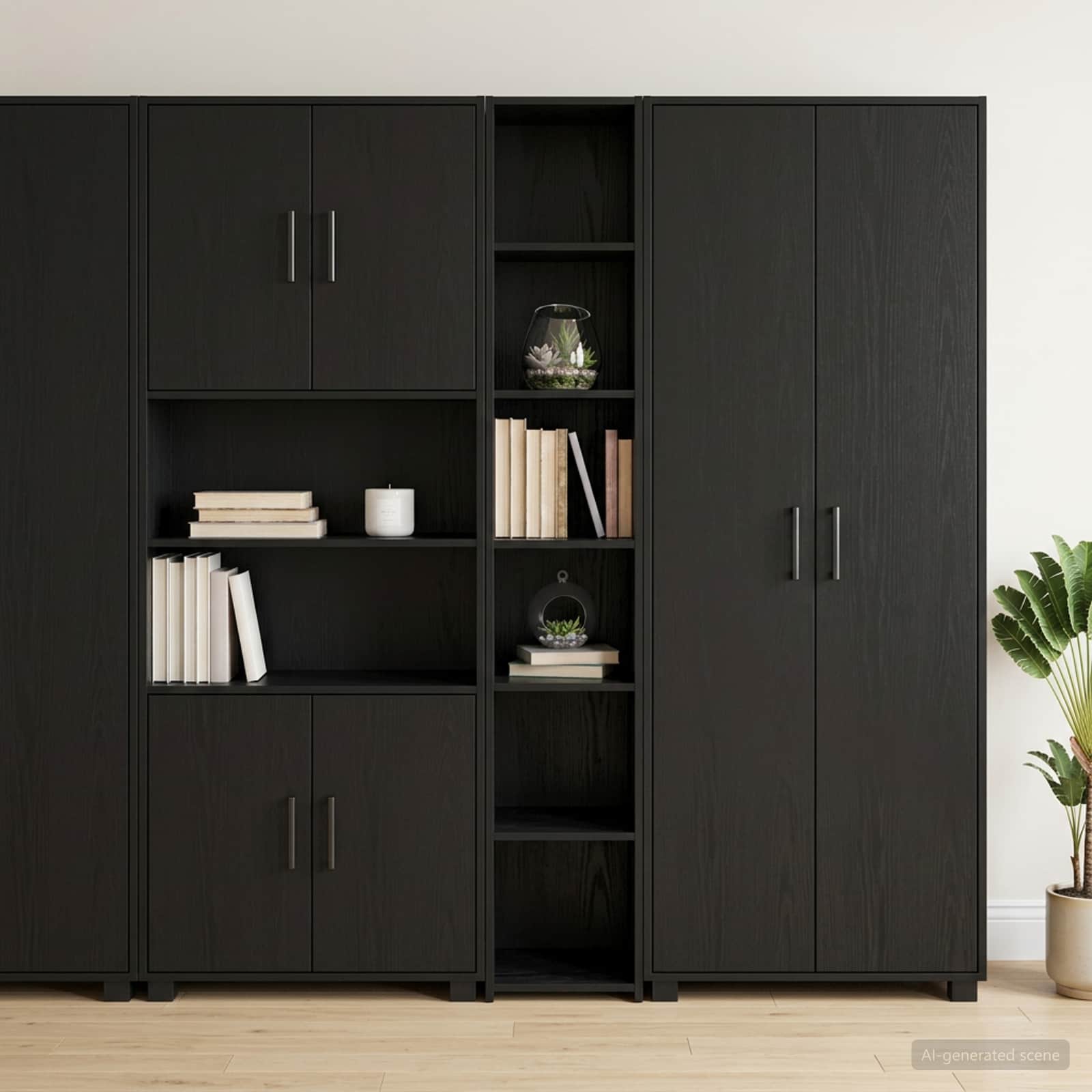 Hoge kast Zwart eiken 30 x 41 x 185 cm Bewerkt hout