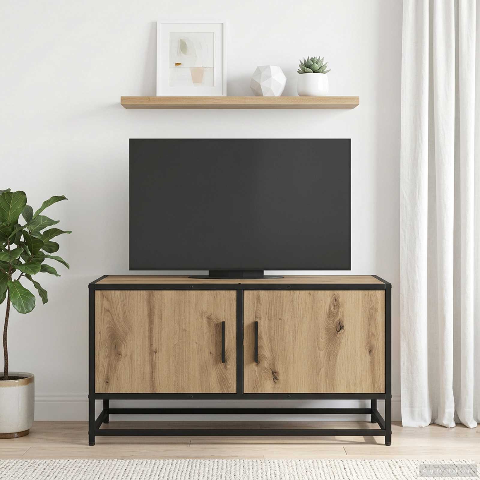 TV-kast 80 x 34,5 x 40 cm Artisanaal eiken Bewerkt hout