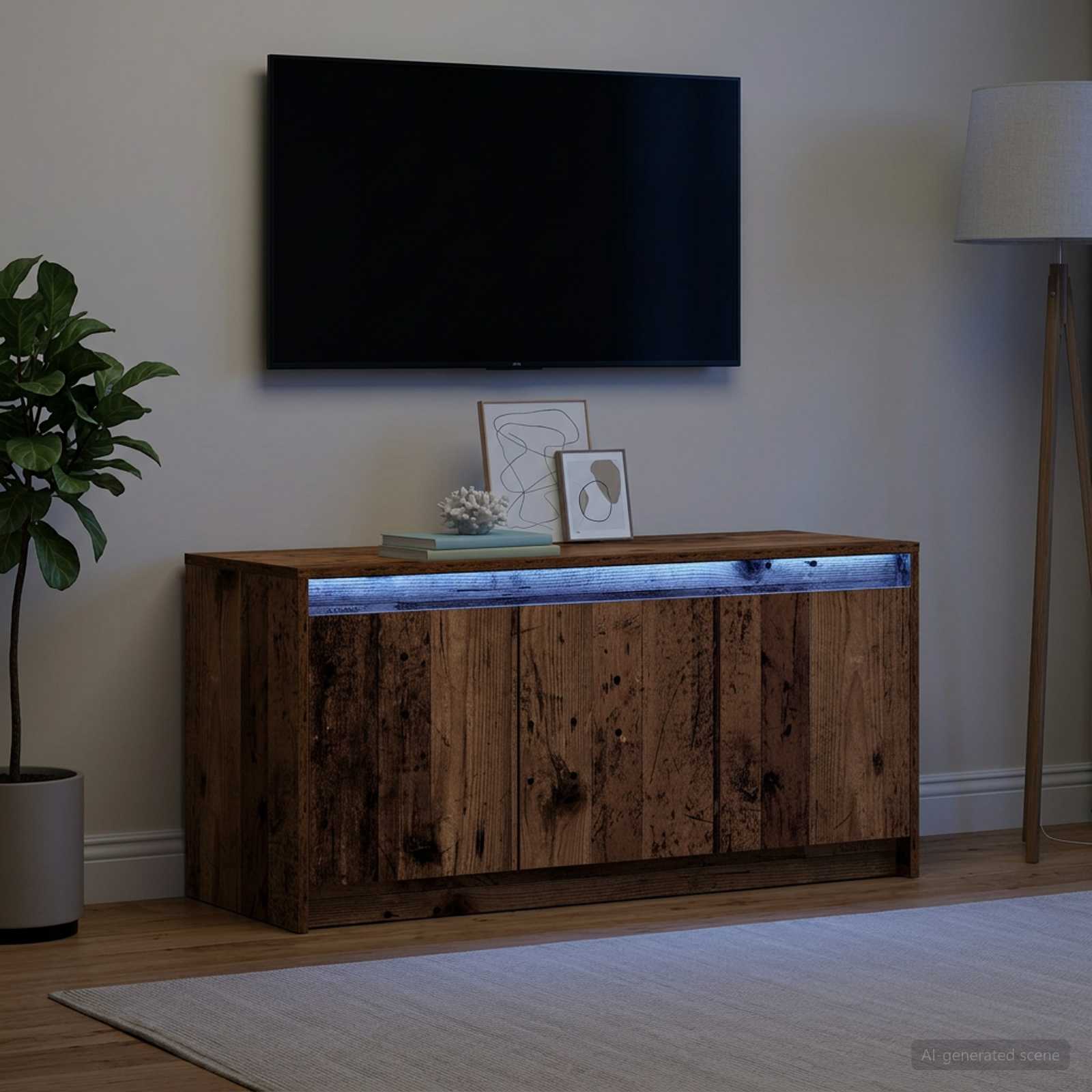 TV-kast 100 x 34 x 50 cm Oud hout Bewerkt hout – afbeelding 1