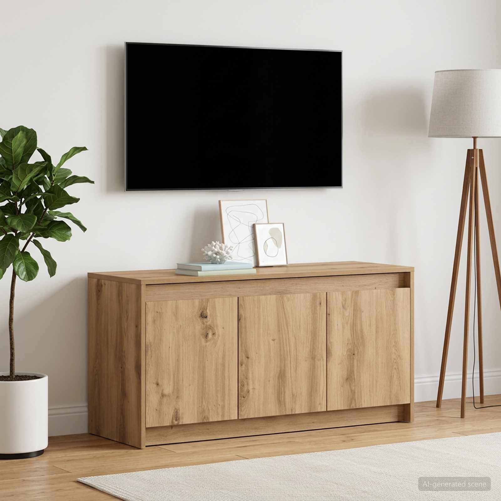 TV-kast 100 x 34 x 50 cm Artisanaal eiken Bewerkt hout