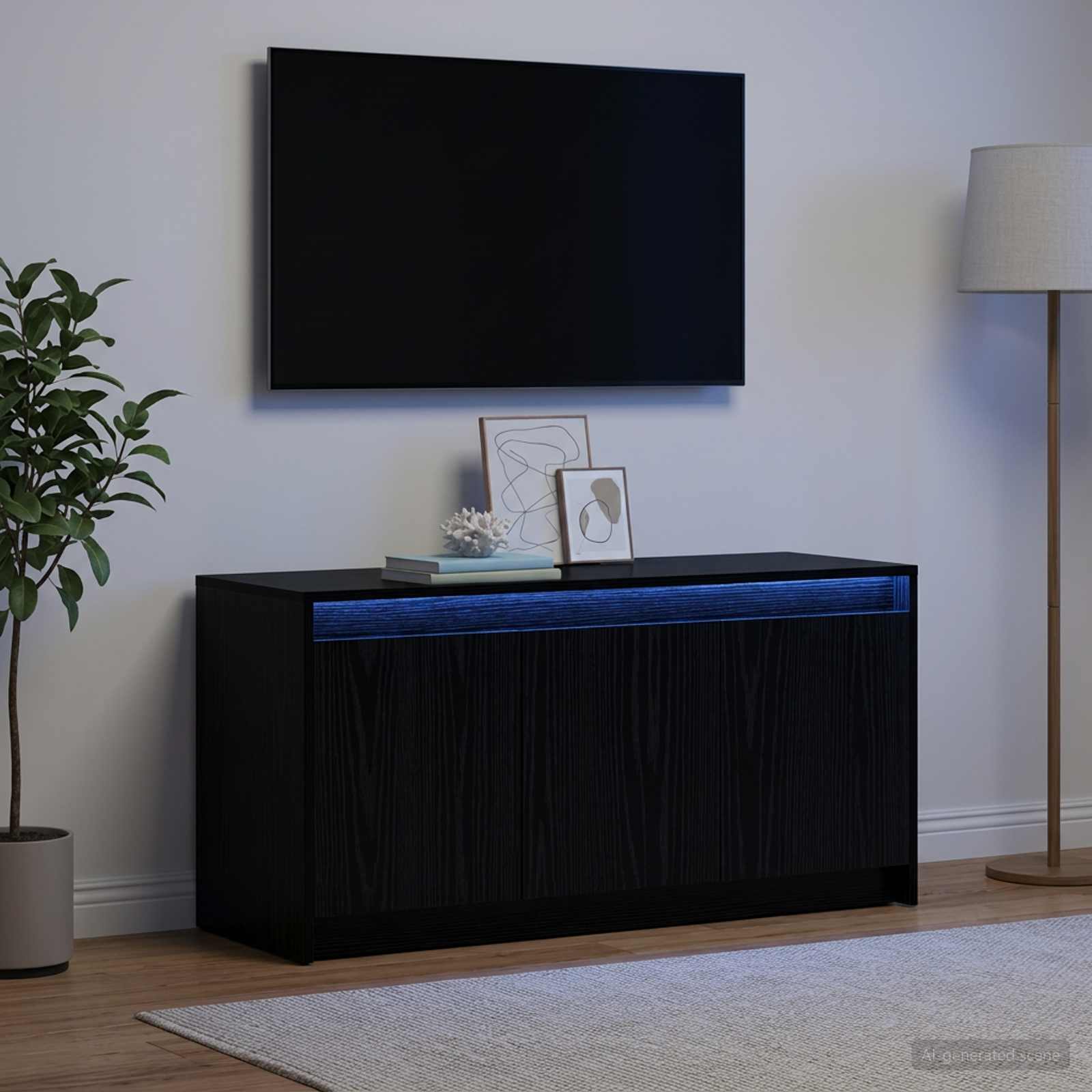 TV-kast 100 x 34 x 50 cm Zwart eiken Bewerkt hout