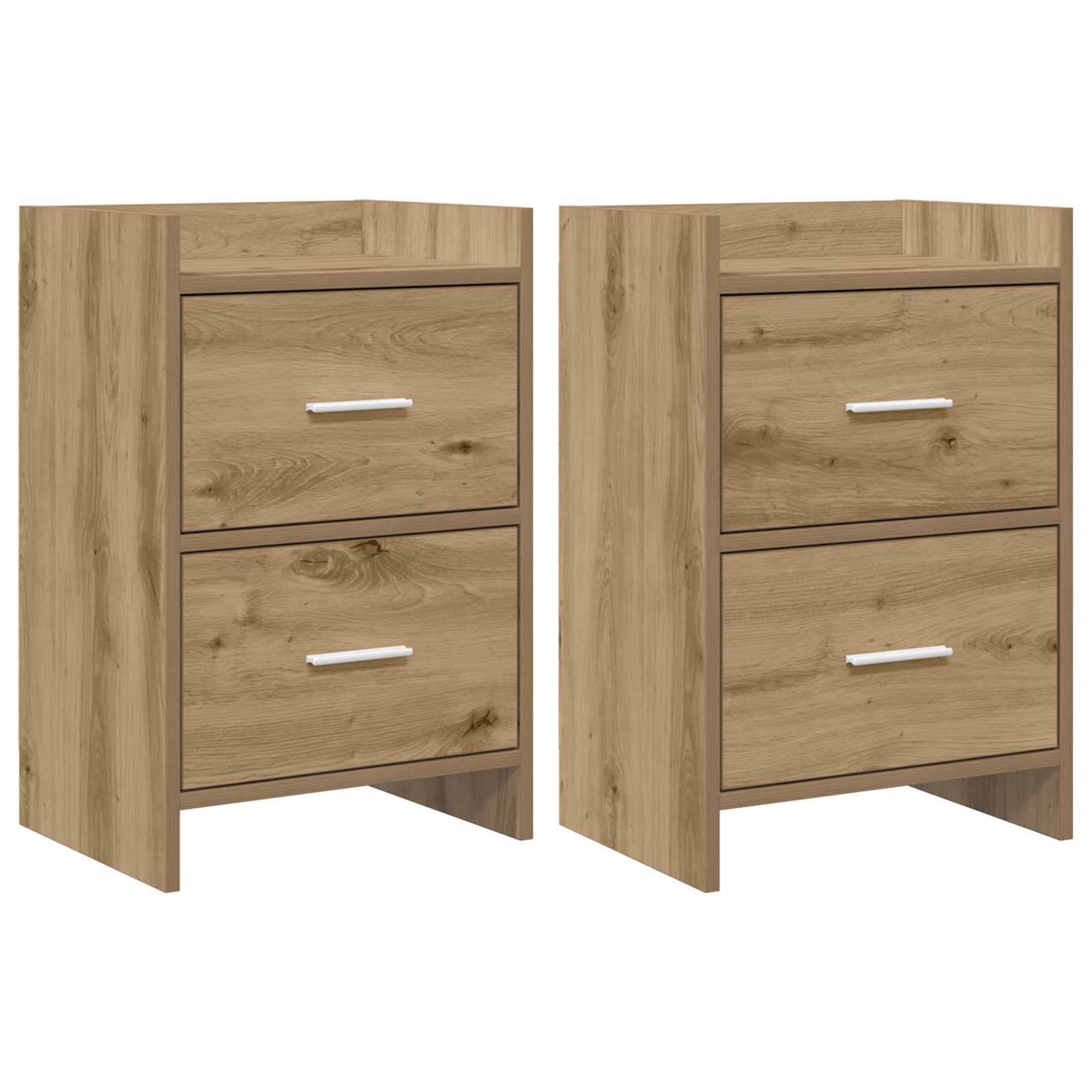 Nachtkastjes 2 st Artisanaal eiken 40 x 30 x 60 cm Bewerkt hout