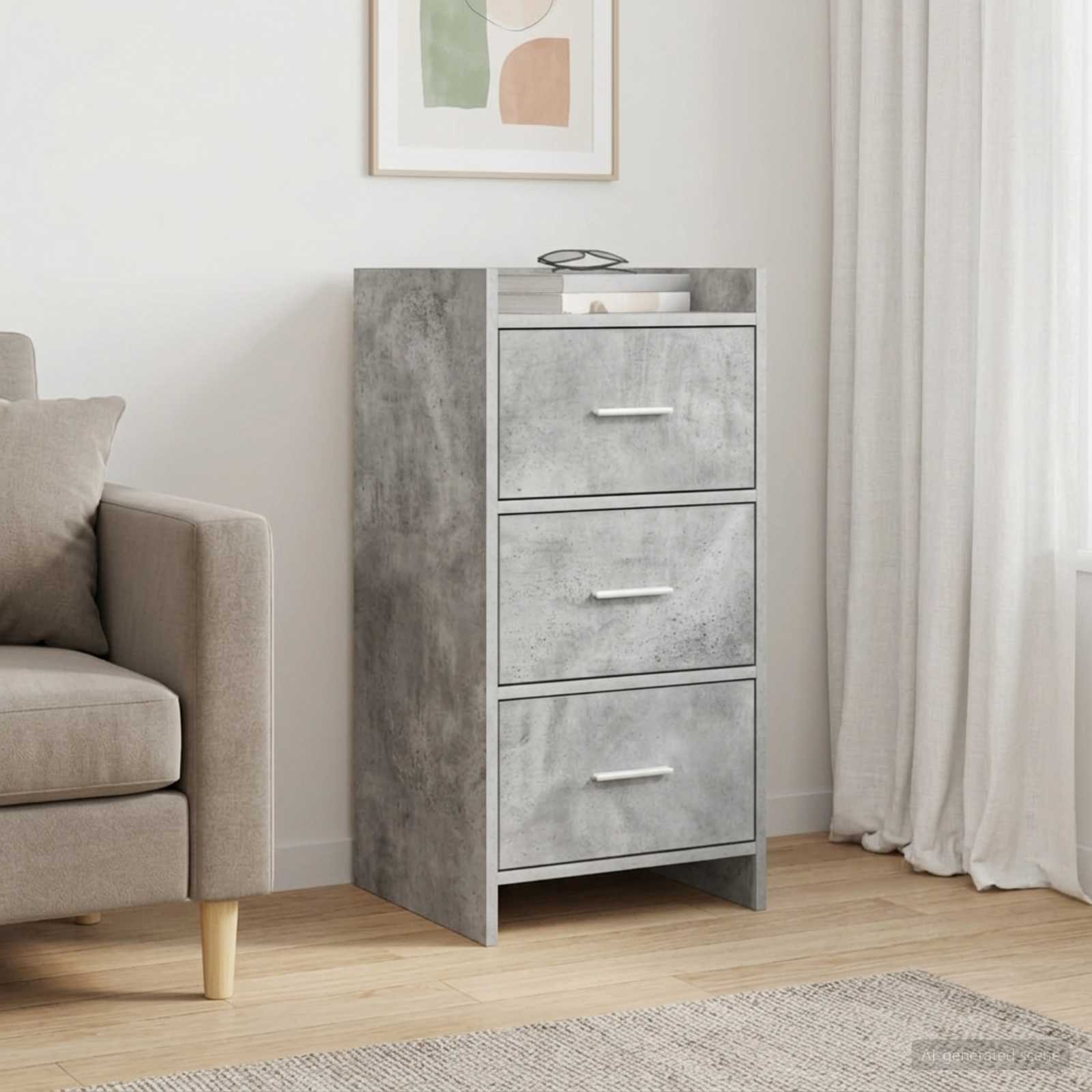 Dressoir Betongrijs 40 x 36 x 80 cm Bewerkt hout