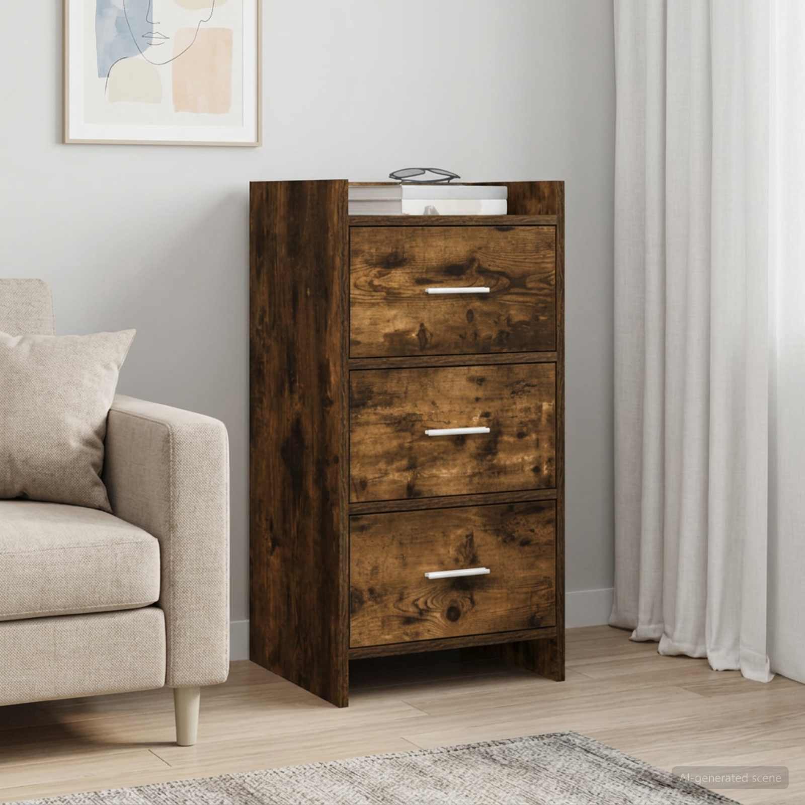 Dressoir Gerookt eiken 40 x 36 x 80 cm Bewerkt hout