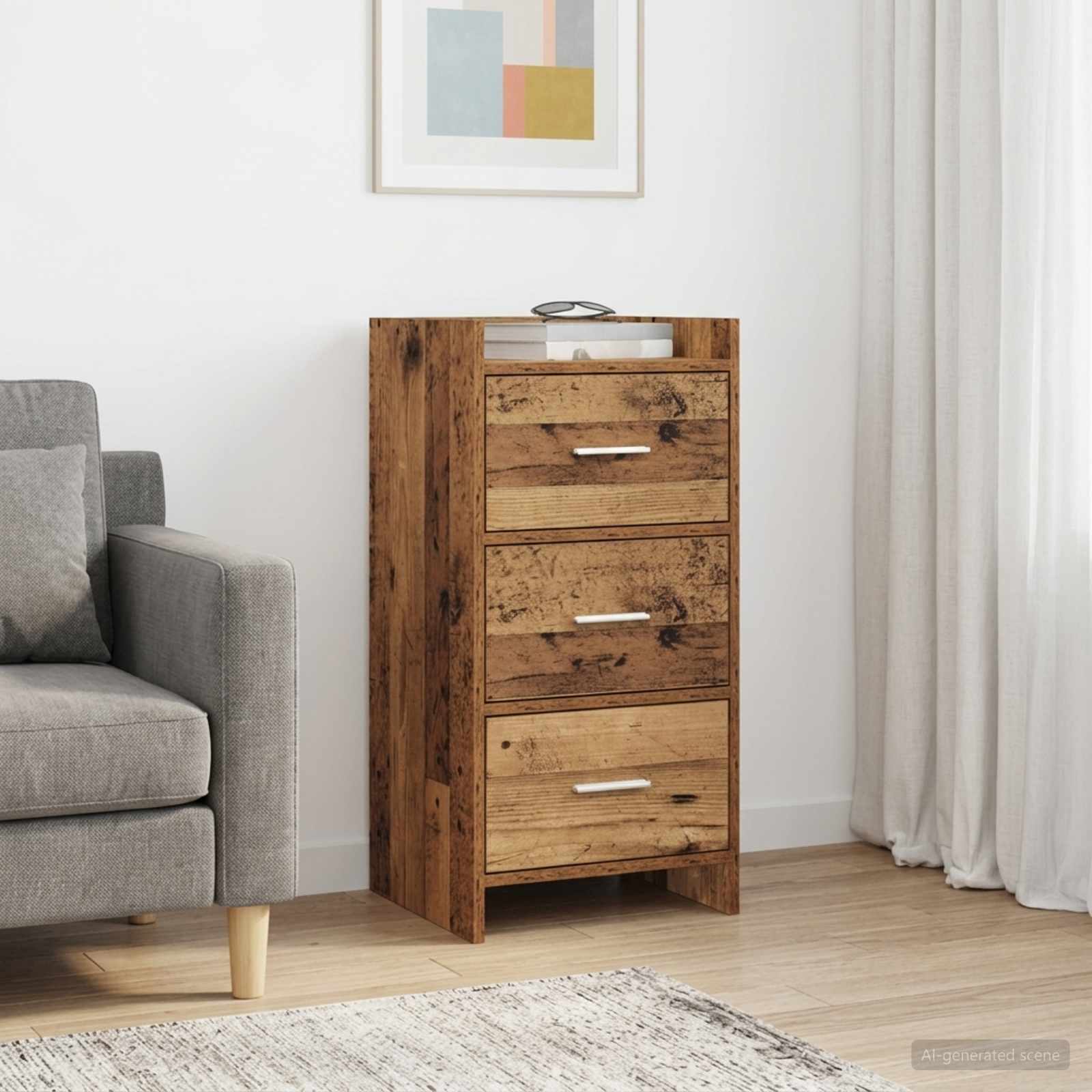 Dressoir Oud hout 40 x 36 x 80 cm Bewerkt hout
