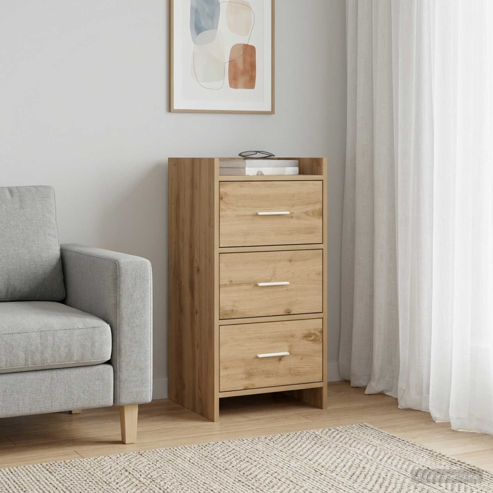 Dressoir Artisanaal eiken 40 x 36 x 80 cm Bewerkt hout