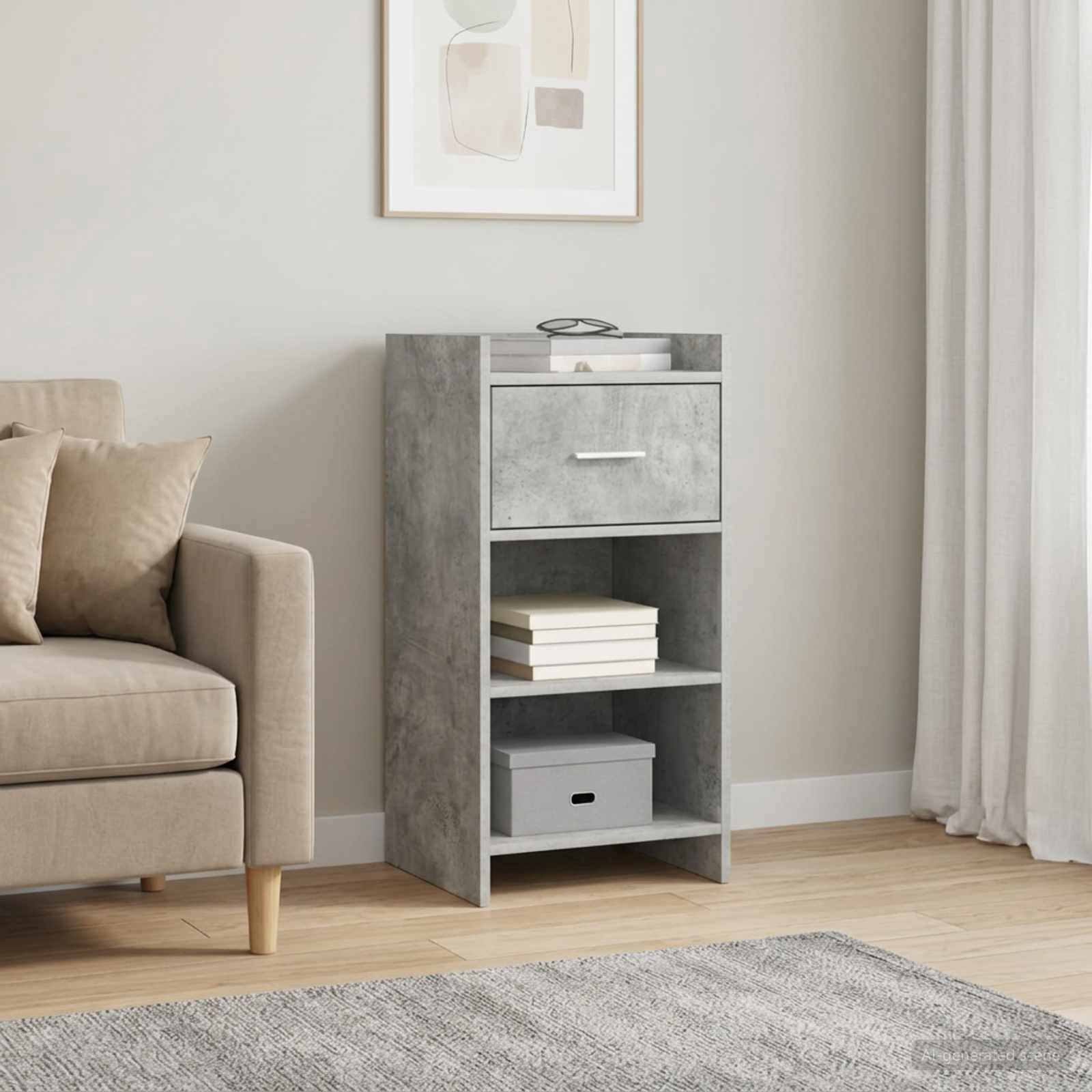 Dressoir Betongrijs 40 x 36 x 80 cm Bewerkt hout