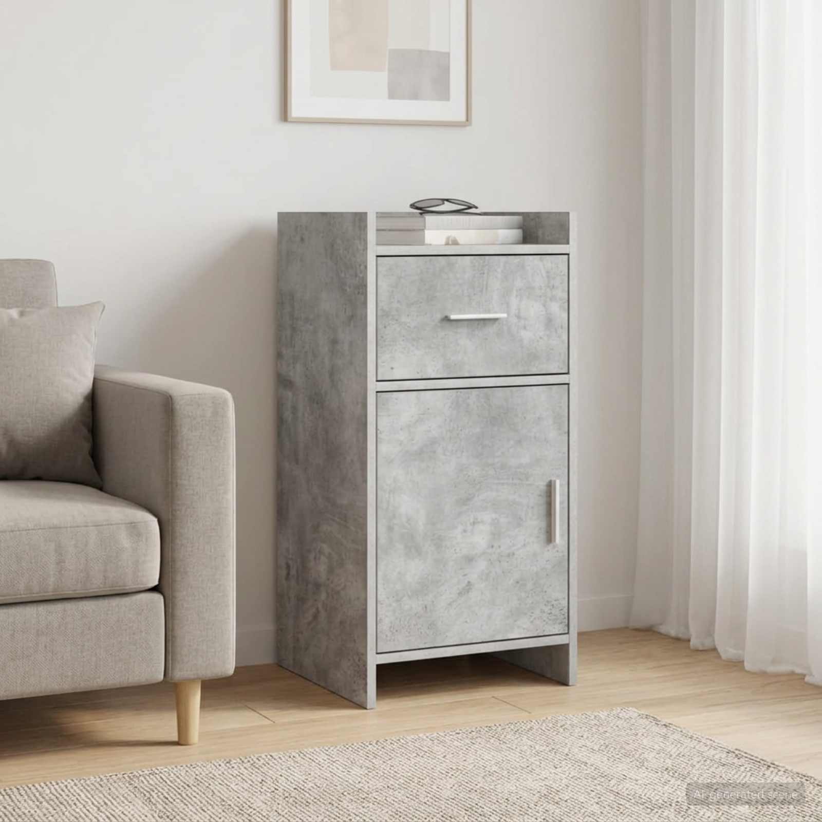 Dressoir Betongrijs 40 x 36 x 80 cm Bewerkt hout