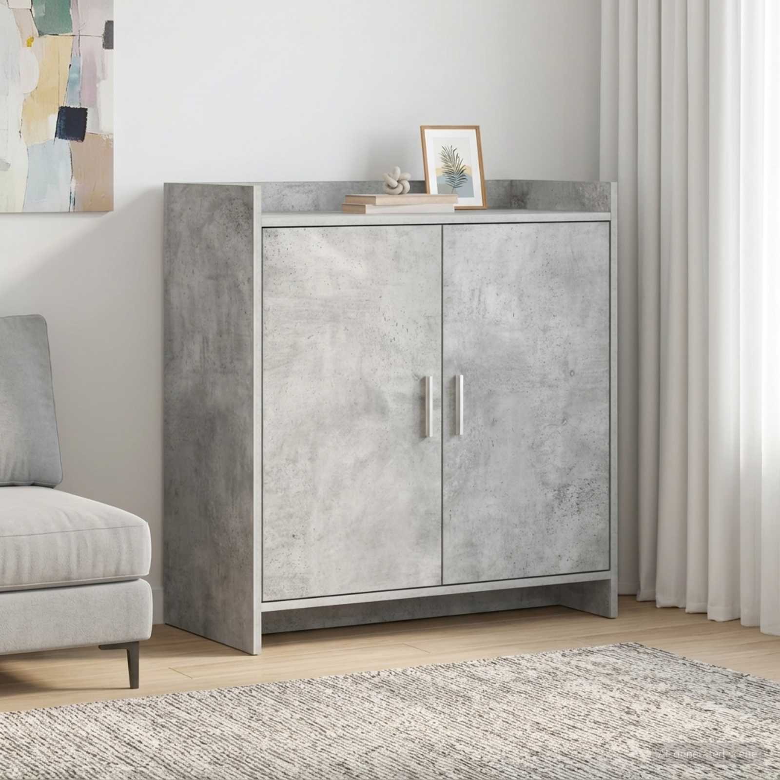 Dressoir Betongrijs 72 x 36 x 80 cm Bewerkt hout